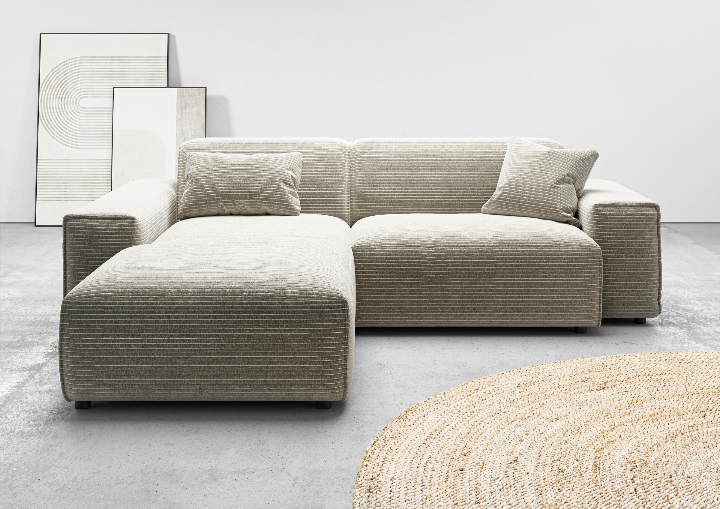 andas Ecksofa »Glimminge L-Form auch in Breitcord, Feincord + Easy care-Bezug,«, Breite 234, Zierkissen
