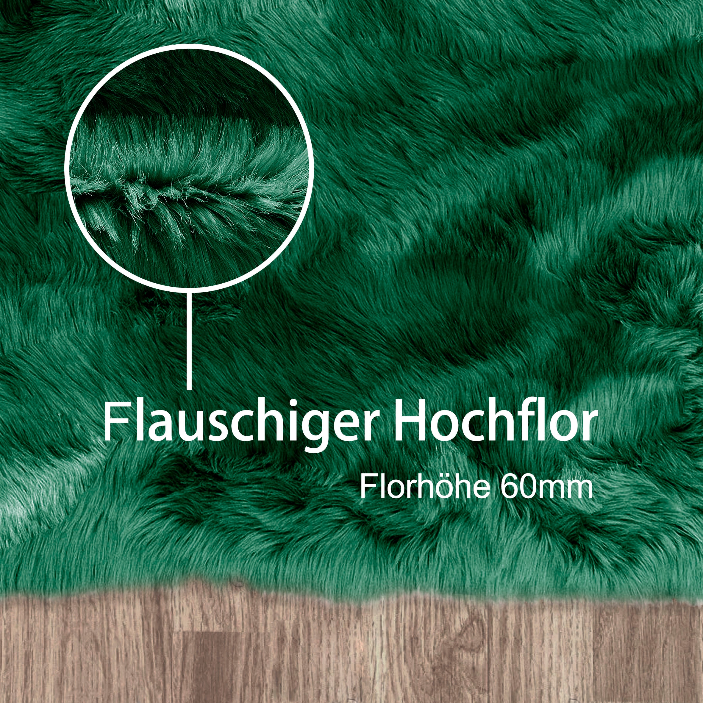 Home affaire Fellteppich »Valeria«, fellförmig, 60 mm Höhe, Kunstfell Teppich rund, besonders weich und flauschig, fußbodenheizungsgeeignet, pflegeleicht, ideale Teppiche für Wohnzimmer, Schlafzimmer und Esszimmer