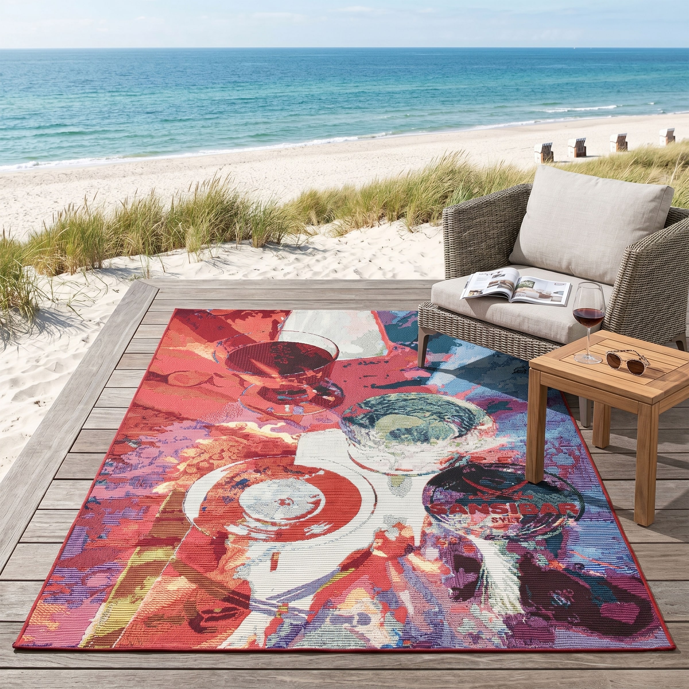 Sansibar Teppich »Rantum-Beach SA-026« rechteckig 5 mm Höhe Flachgewebe, modernes Design, In- und Outdoor geeignet