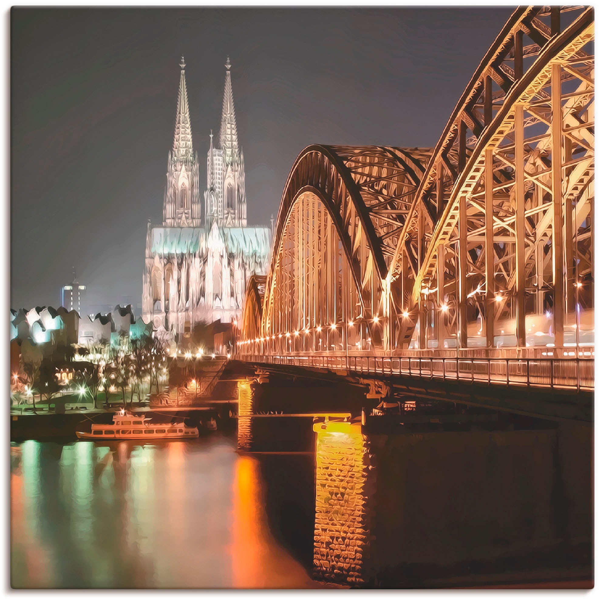 Artland Leinwandbild »Köln Skyline Collage V«, Brücken, (1 St.), auf Keilrahmen gespannt