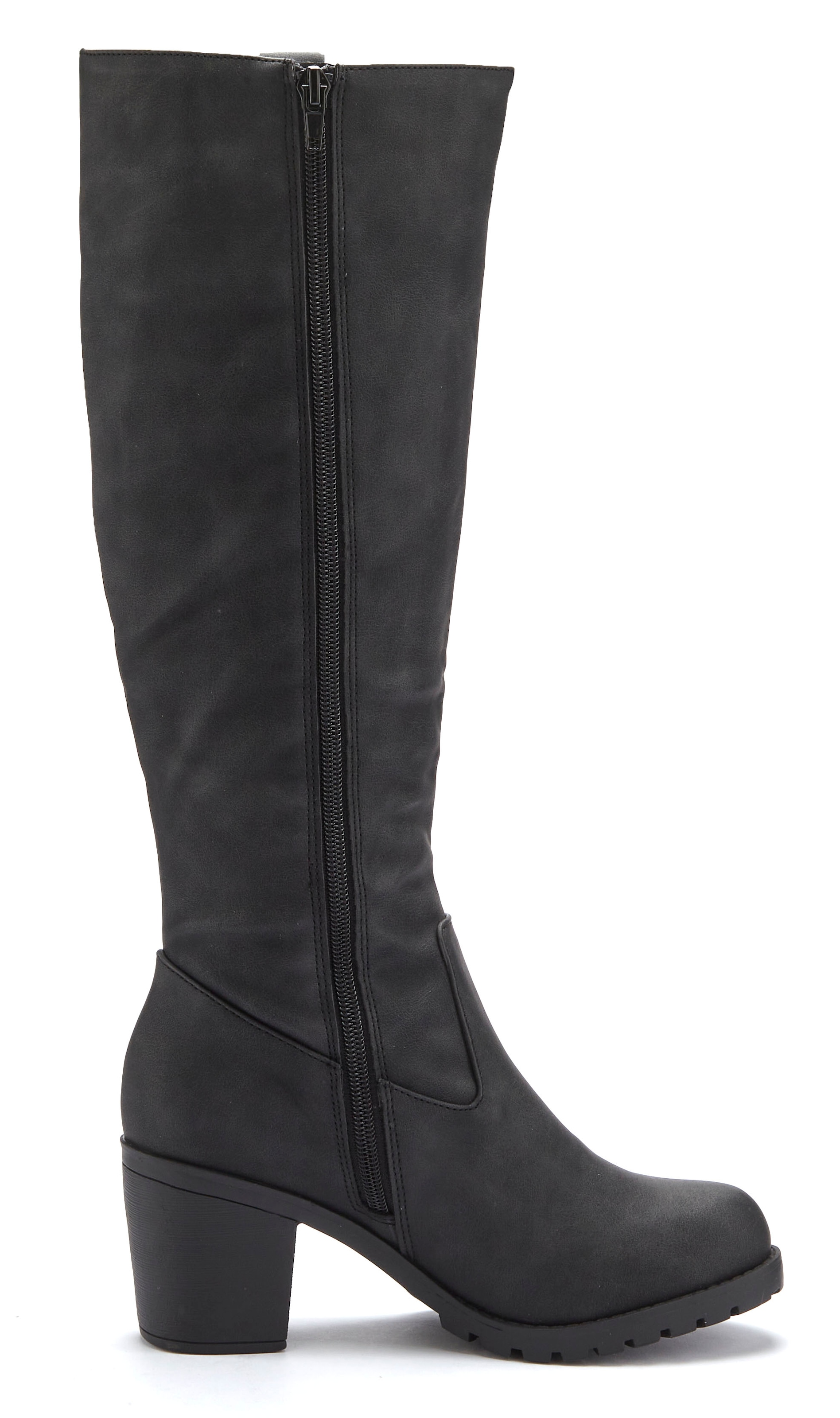 LASCANA Weitschaftstiefel, Stiefel, Stiefelette, langer Stiefel, Blockabsatz, Cowboy Stil VEGAN