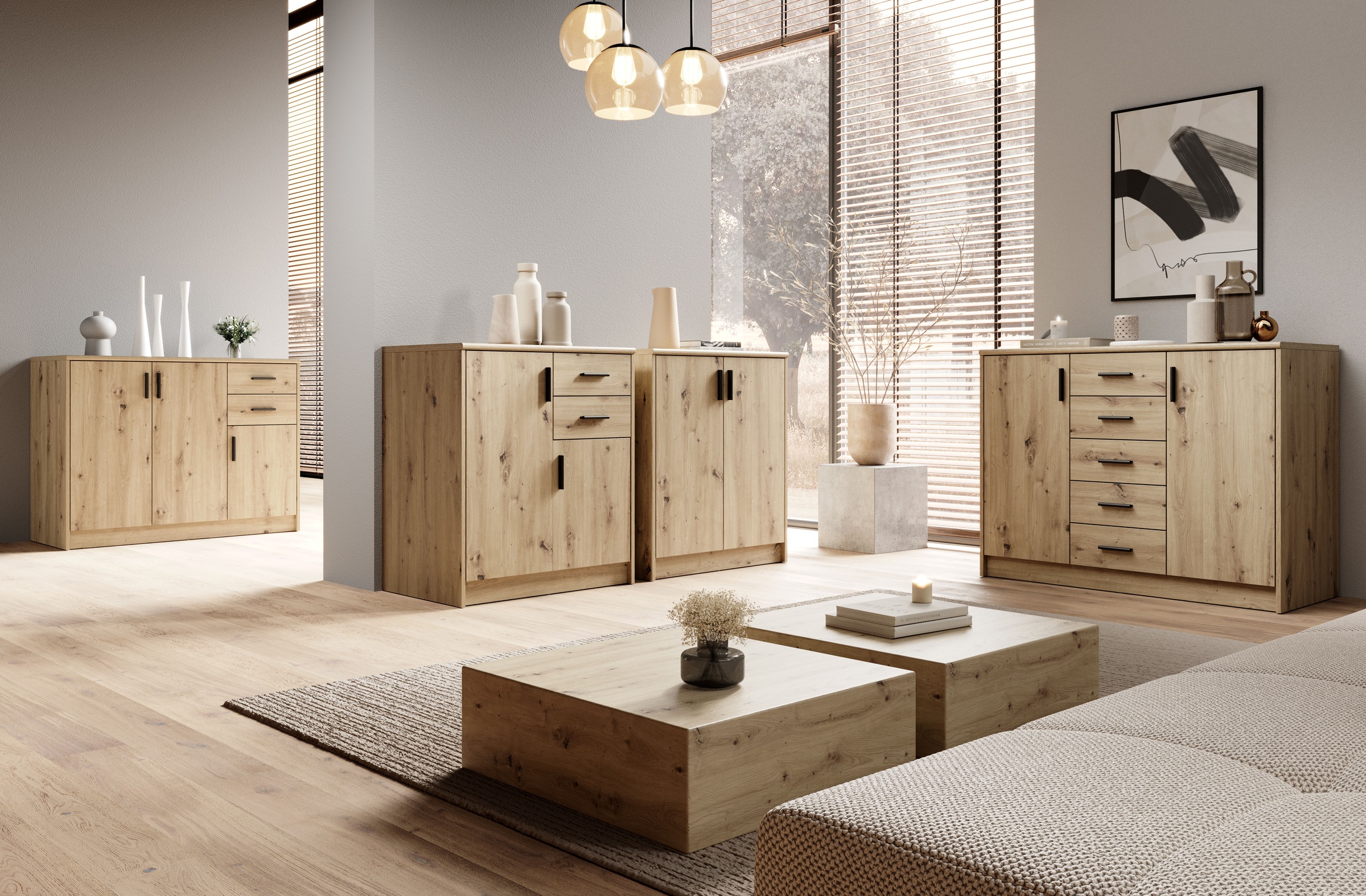 HBZ Sideboard »Nelly Kommode, BxHxT 74x86x50cm« 1 Stk. tlg. Breite 74cm, Einlegeböden verstellbar, foliert