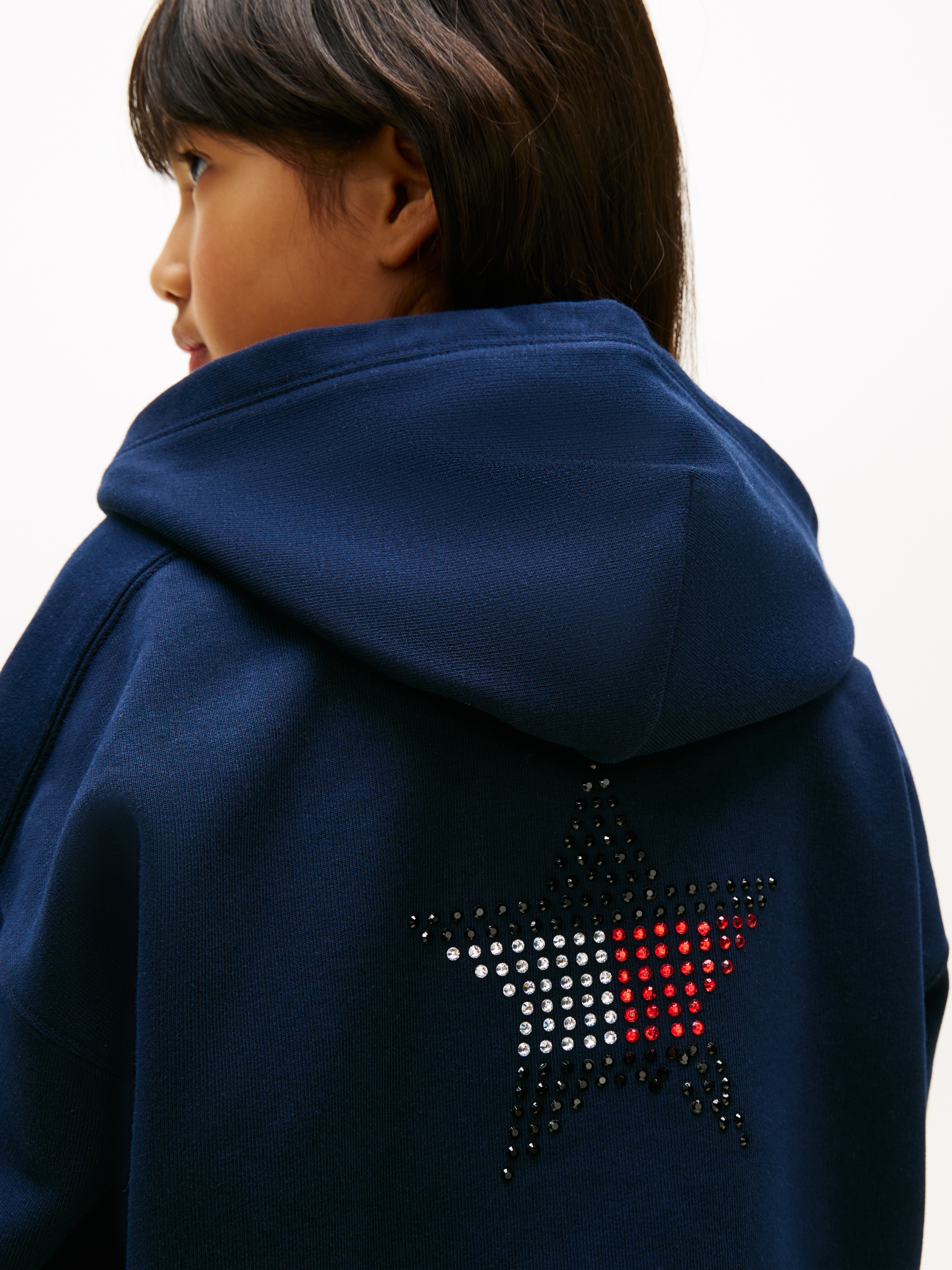 Tommy Hilfiger Sweatjacke »STAR ZIP THROUGH HOODIE« Kinder bis 16 Jahre, mit Flag-Sternen aus Strass-Steinen