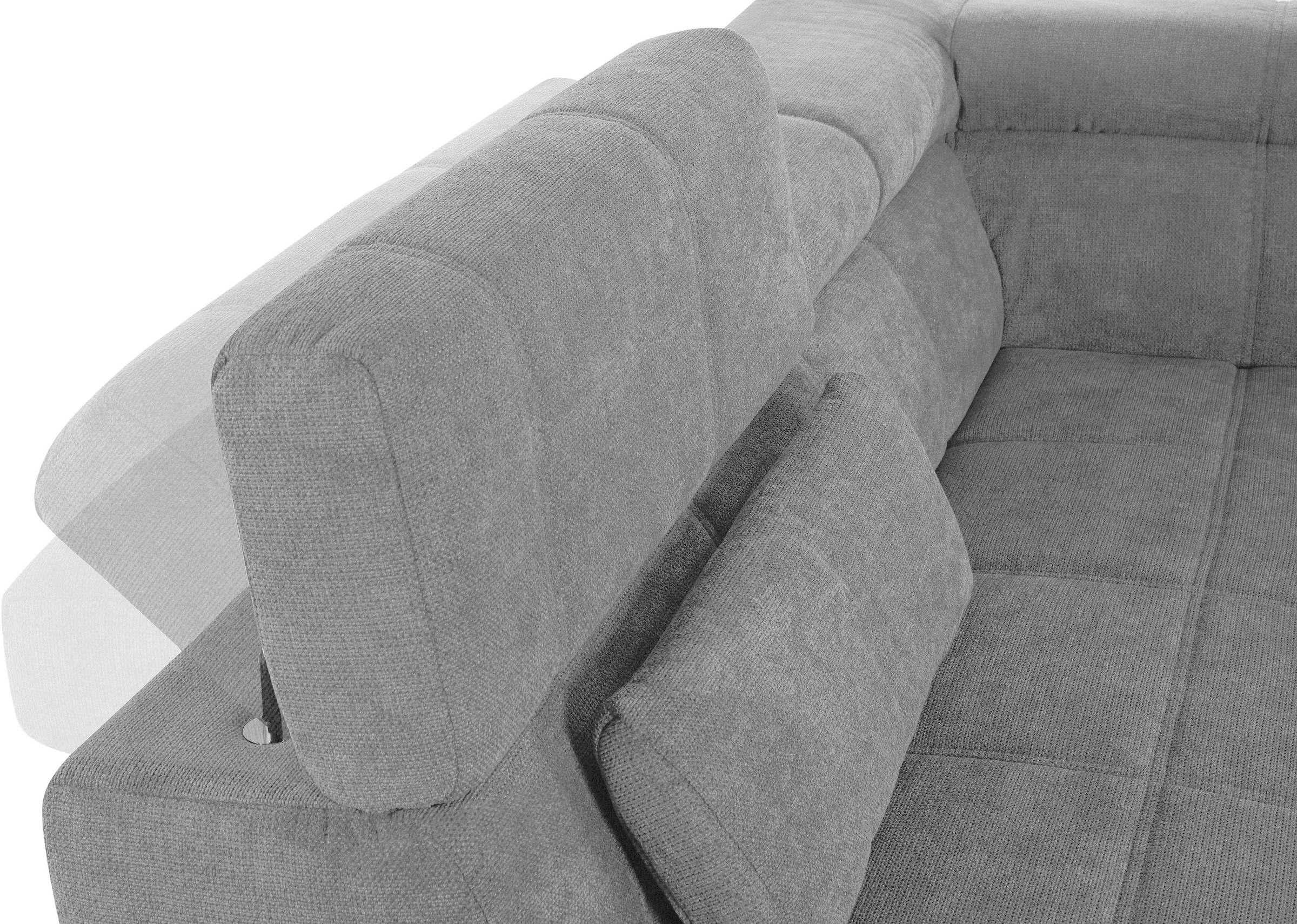 DOMO collection Ecksofa »Brandon L-Form, auch in Leder«, inklusive Kopfteilverstellung, wahlweise mit Sitztiefenverstellung
