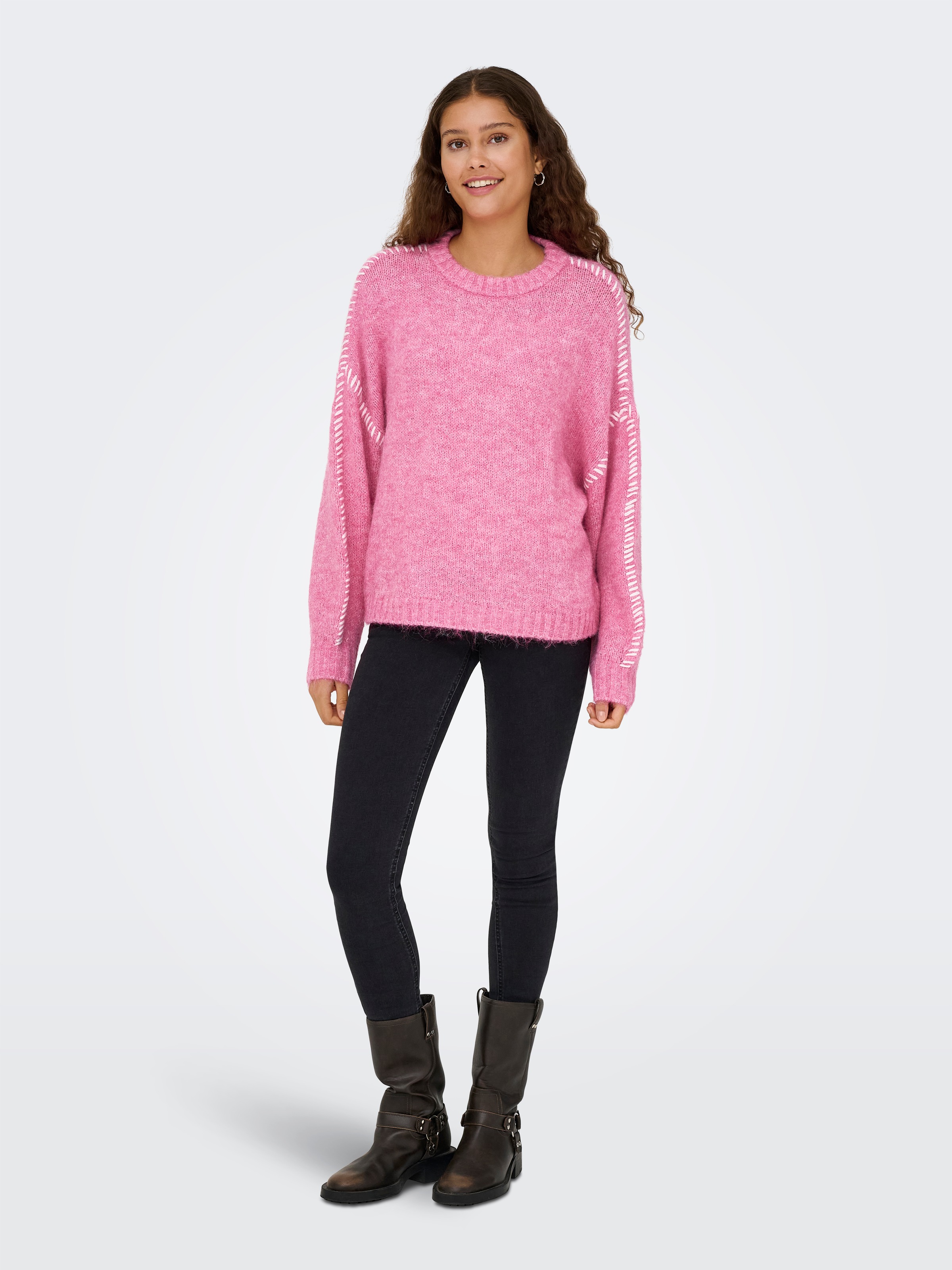 JDY Rundhalspullover »JDYZOEY LIFE L/S ON STITCH PULL KNT NOOS« mit dekorativen Ziernähten