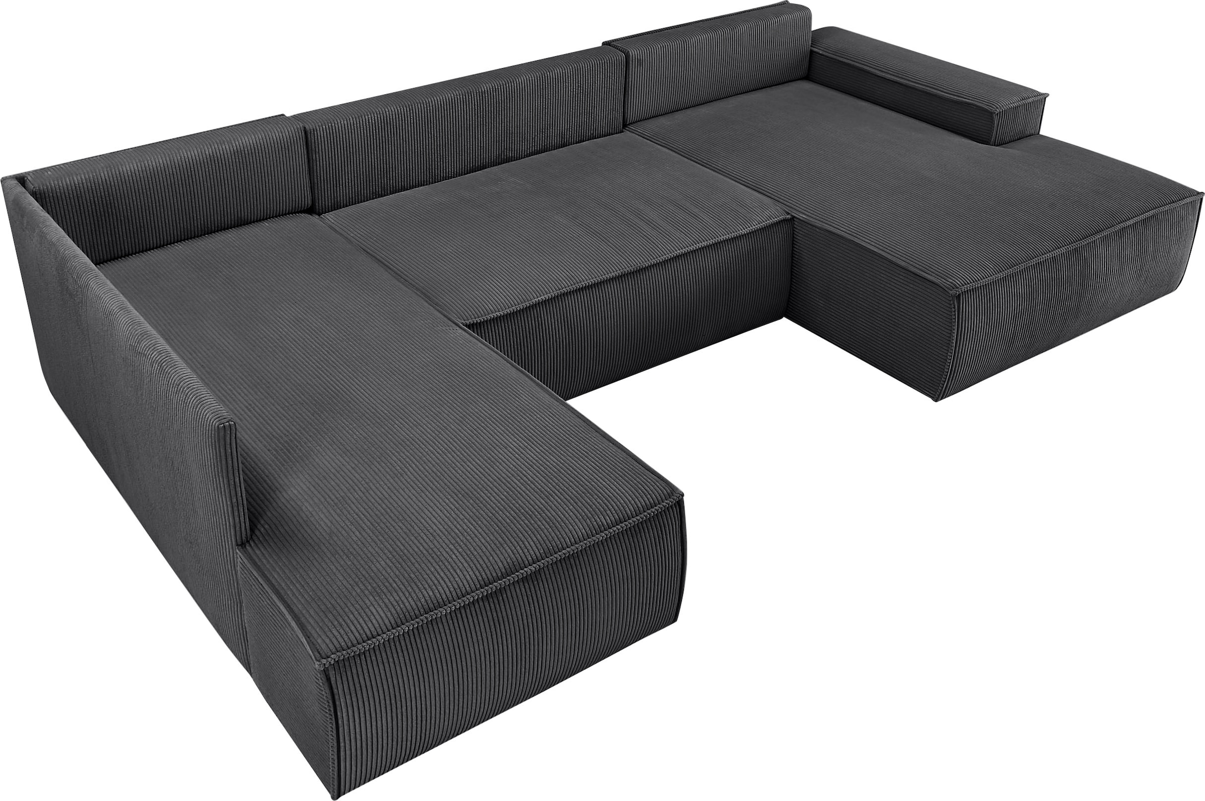 Home affaire Wohnlandschaft »SHERWOOD  329 cm, U-Form, Schlafsofa,« Schlaffunktion m. Bettkasten (194x139 cm), Cord, Vintage, Samtvelours