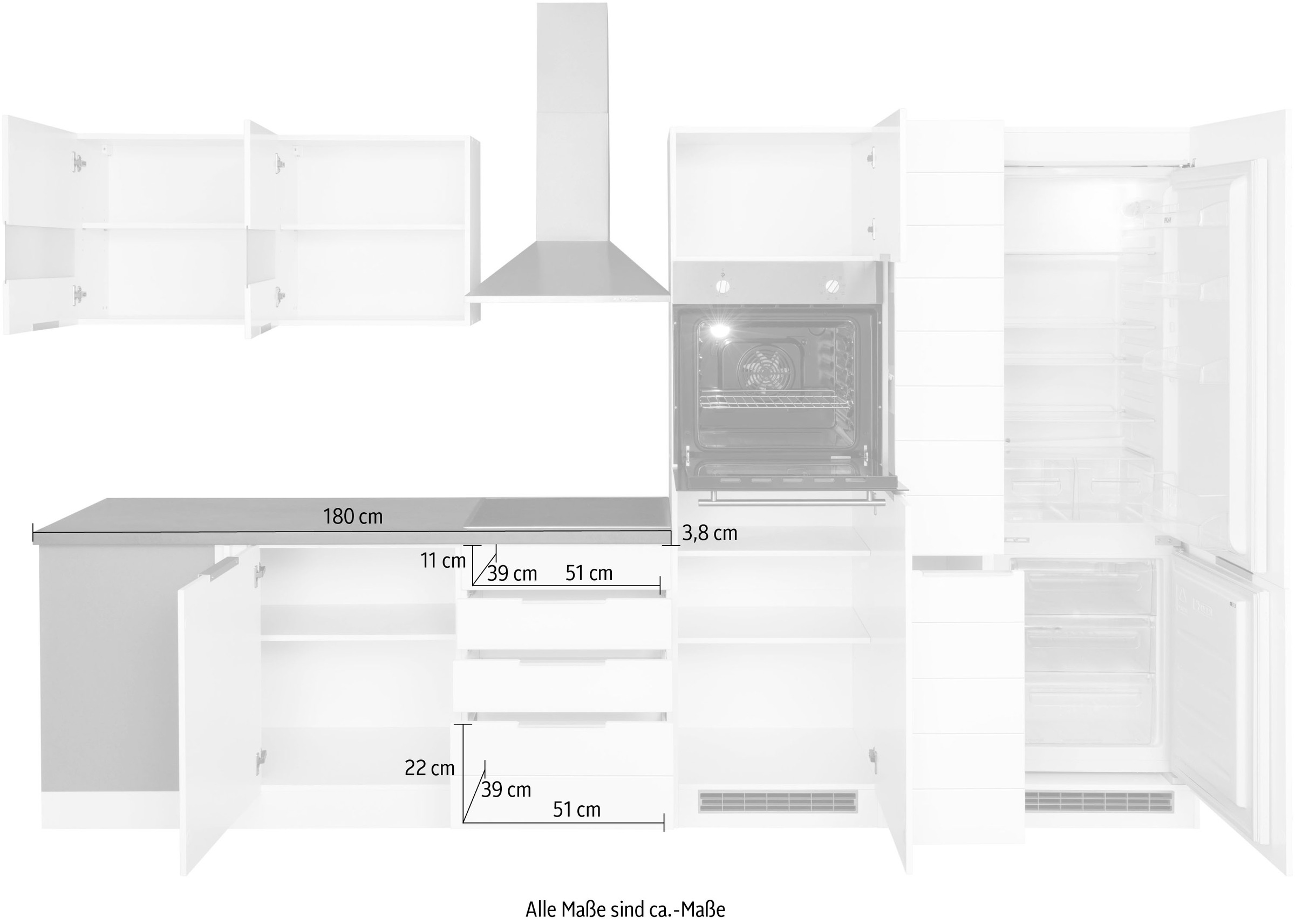 KOCHSTATION Winkelküche »KS-Luhe«, Stellbreite 240x330 cm, wahlweise mit oder ohne E-Geräten, MDF-Fronten