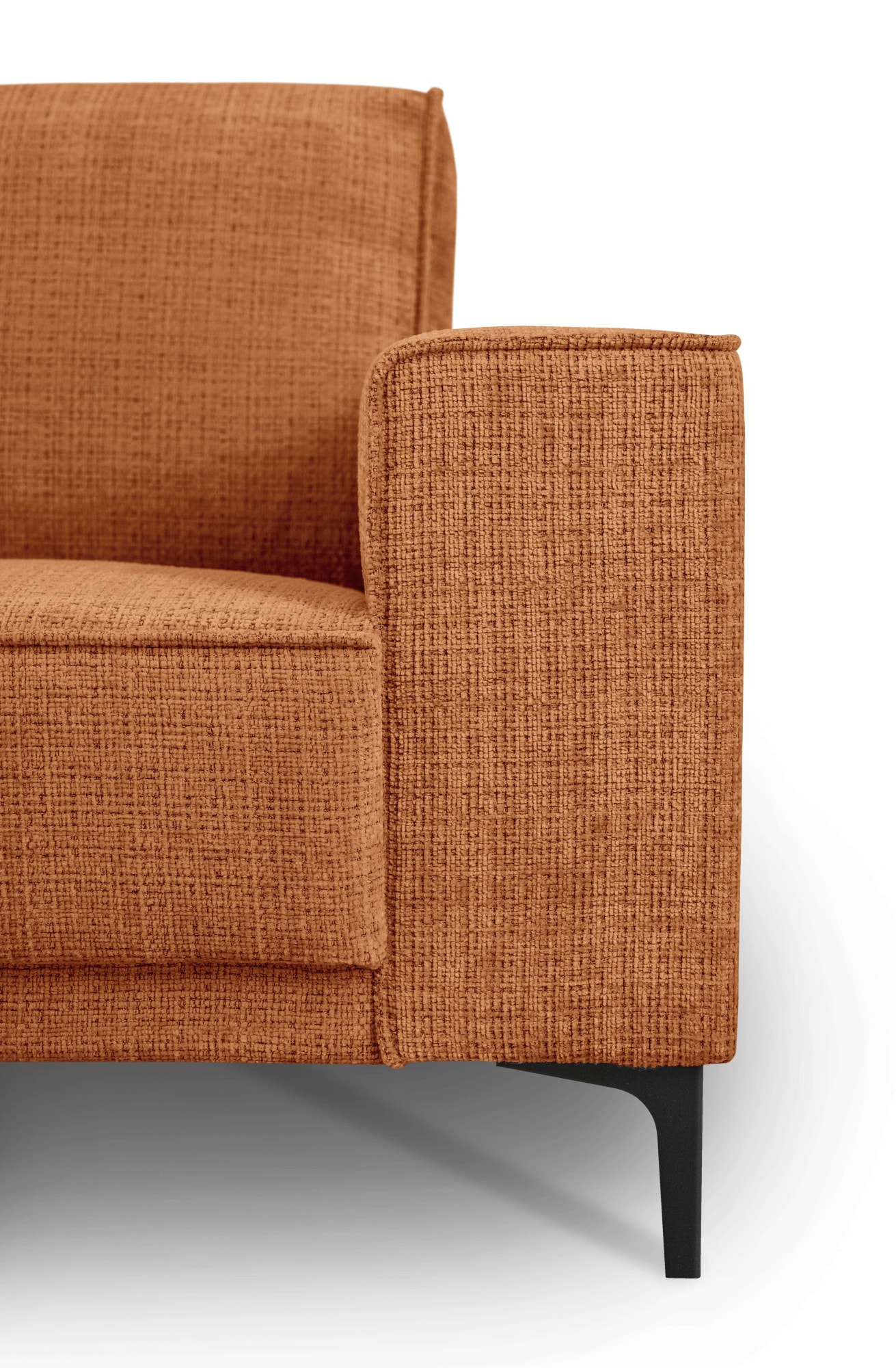 Places of Style Wohnlandschaft »XXL Sofa Oland, Struktur, Flachgewebe, Luxus-Microfaser, Boucle«, U-Form, 342 cm, Wellenunterfederung, Skandi-Design, Metallfüße