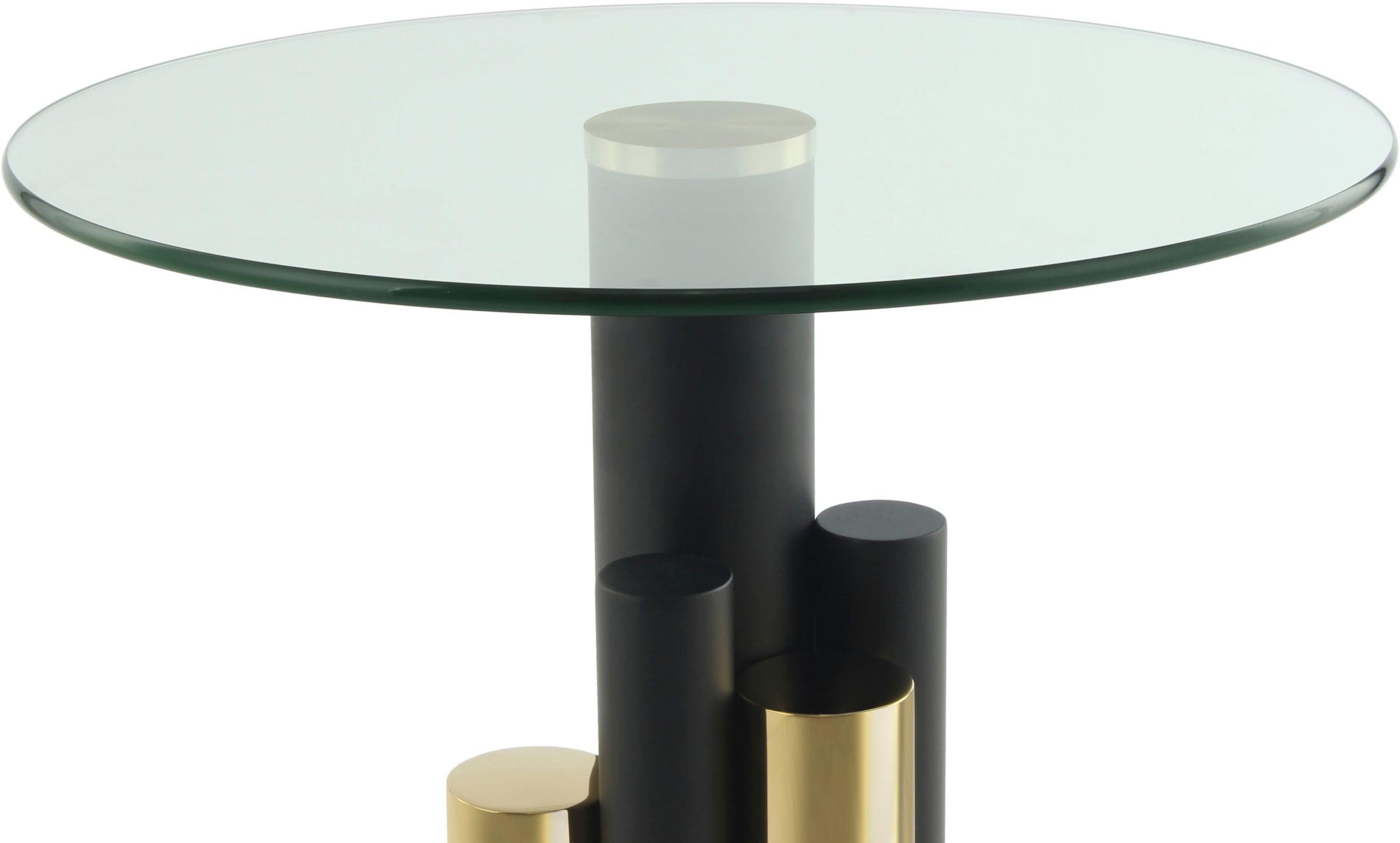 Kayoom Beistelltisch »Ontario 225, Runde  Glasplatte aus Sicherheitsglas, 100% Edelstahl« 1 Stk. tlg. Modernes Design, zweifarbiges Säulengestell, Eyecatcher Element