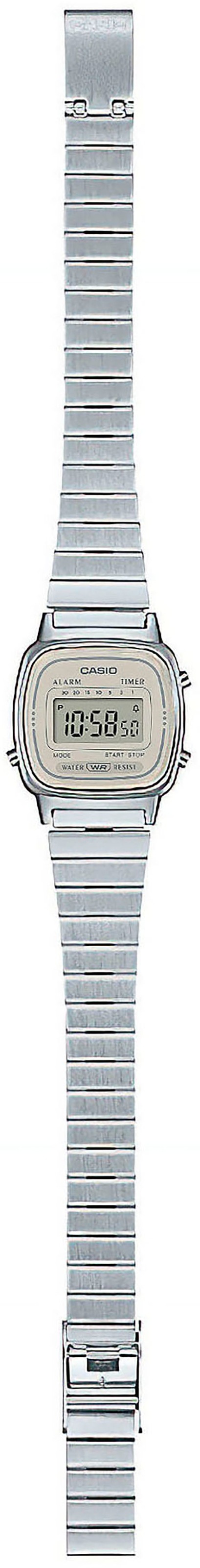CASIO VINTAGE Chronograph, Quarzuhr, Armbanduhr, Damenuhr, Digitaluhr, Datum, Edelstahlarmband