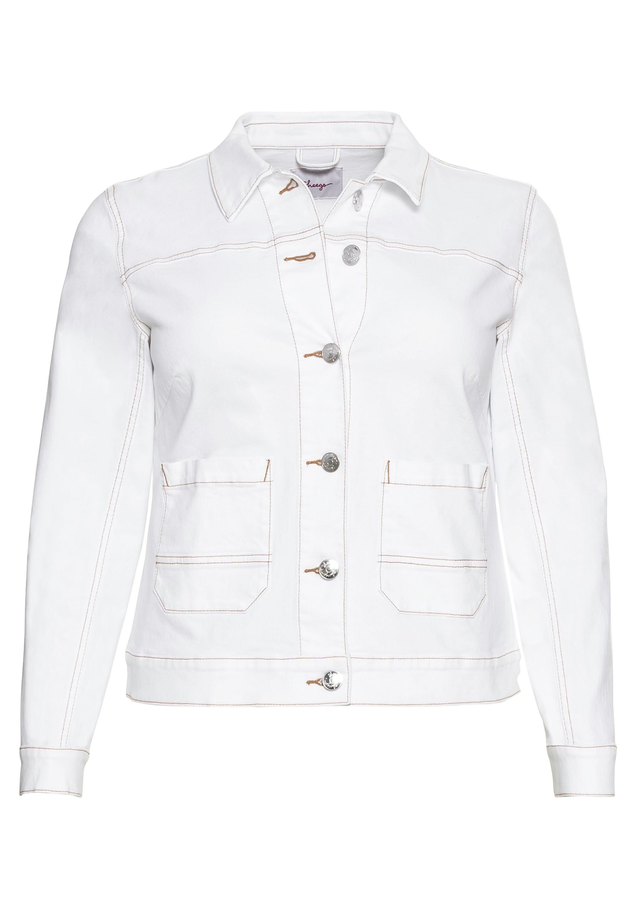 Sheego Jeansjacke »Jeansjacke mit kontrastfarbenen Nähten«, mit kontrastfarbenen Nähten