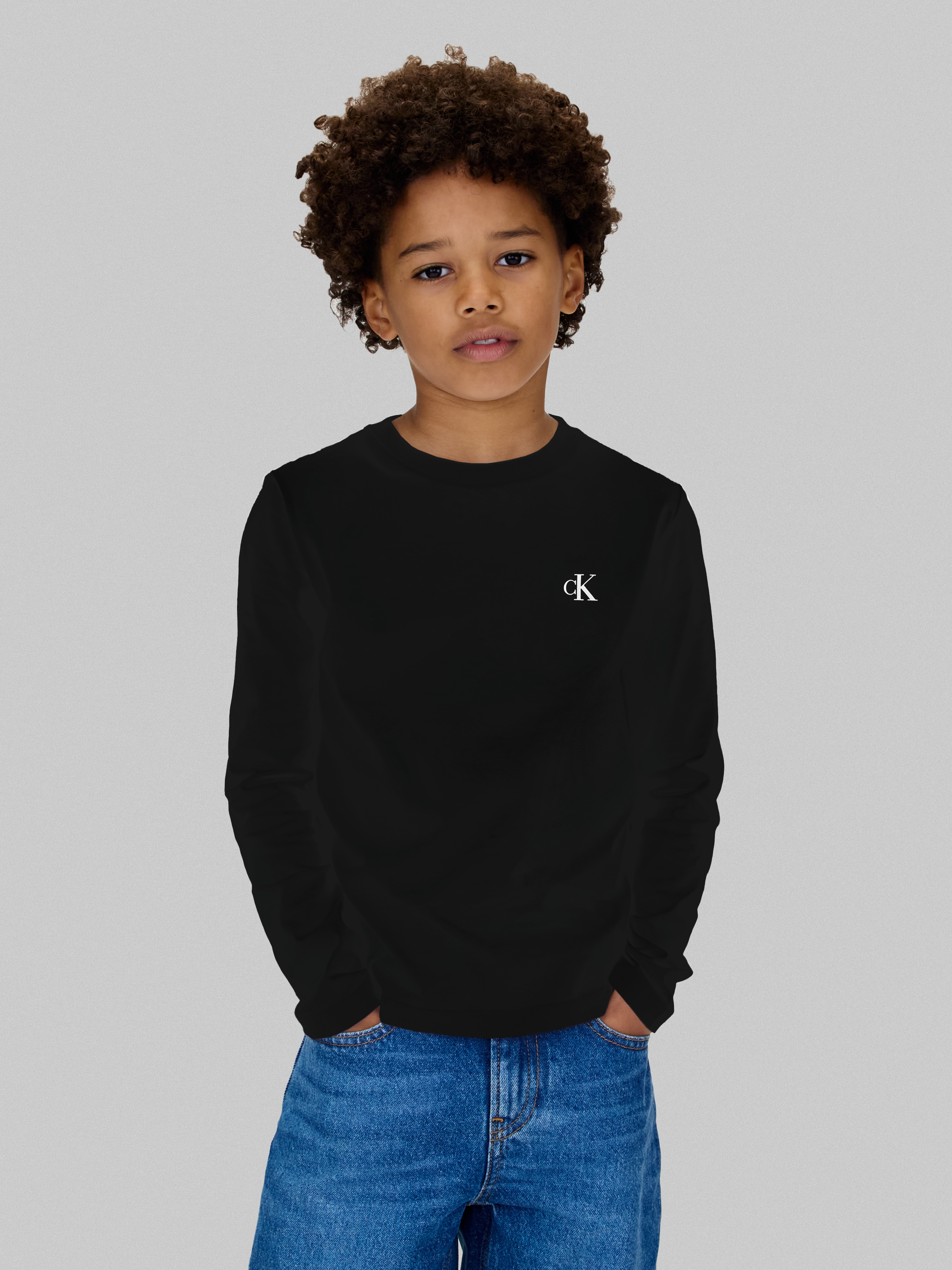 Calvin Klein Jeans T-Shirt »Chest Mono Ls T-Shirt 2-Pack« für Kinder bis 16 Jahre und mit Logodruck