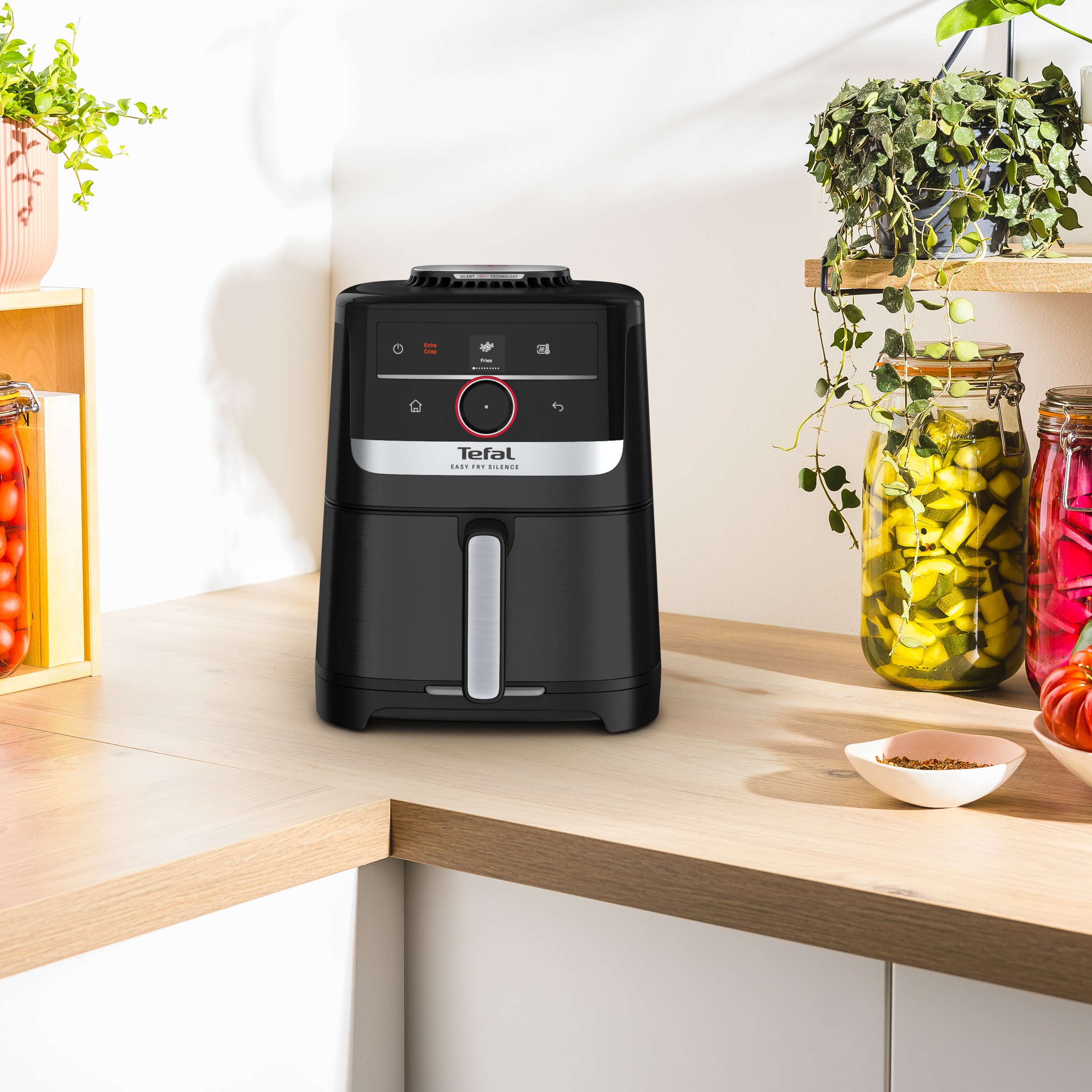 Tefal Heißluftfritteuse »EY5728 Easy Fry Smart & Silence«, 1670 W, extrem leise, Smart-Assist-System, 40°C bis 220°C, Edelstahl, 5,0l