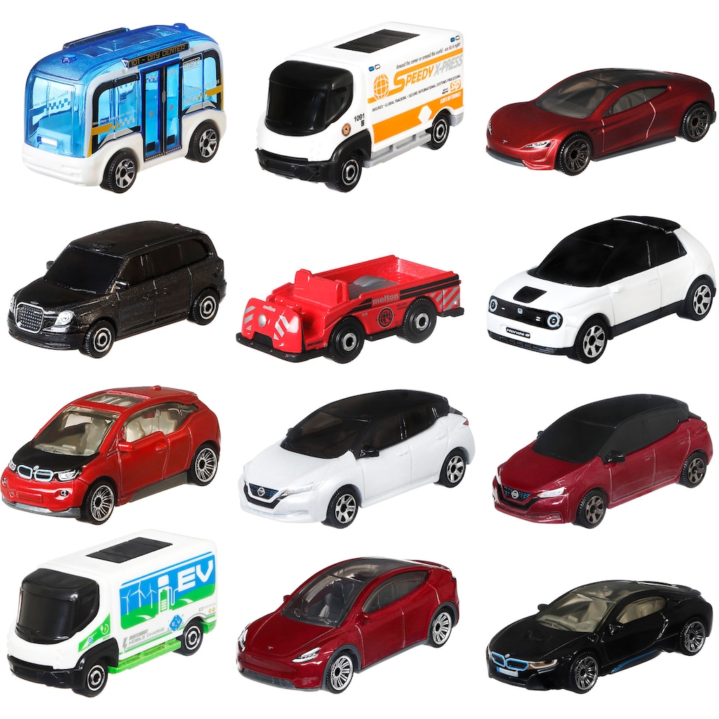MATCHBOX Spielzeug-Auto »Basic EV Sustainable«, (Set, 12 tlg.)