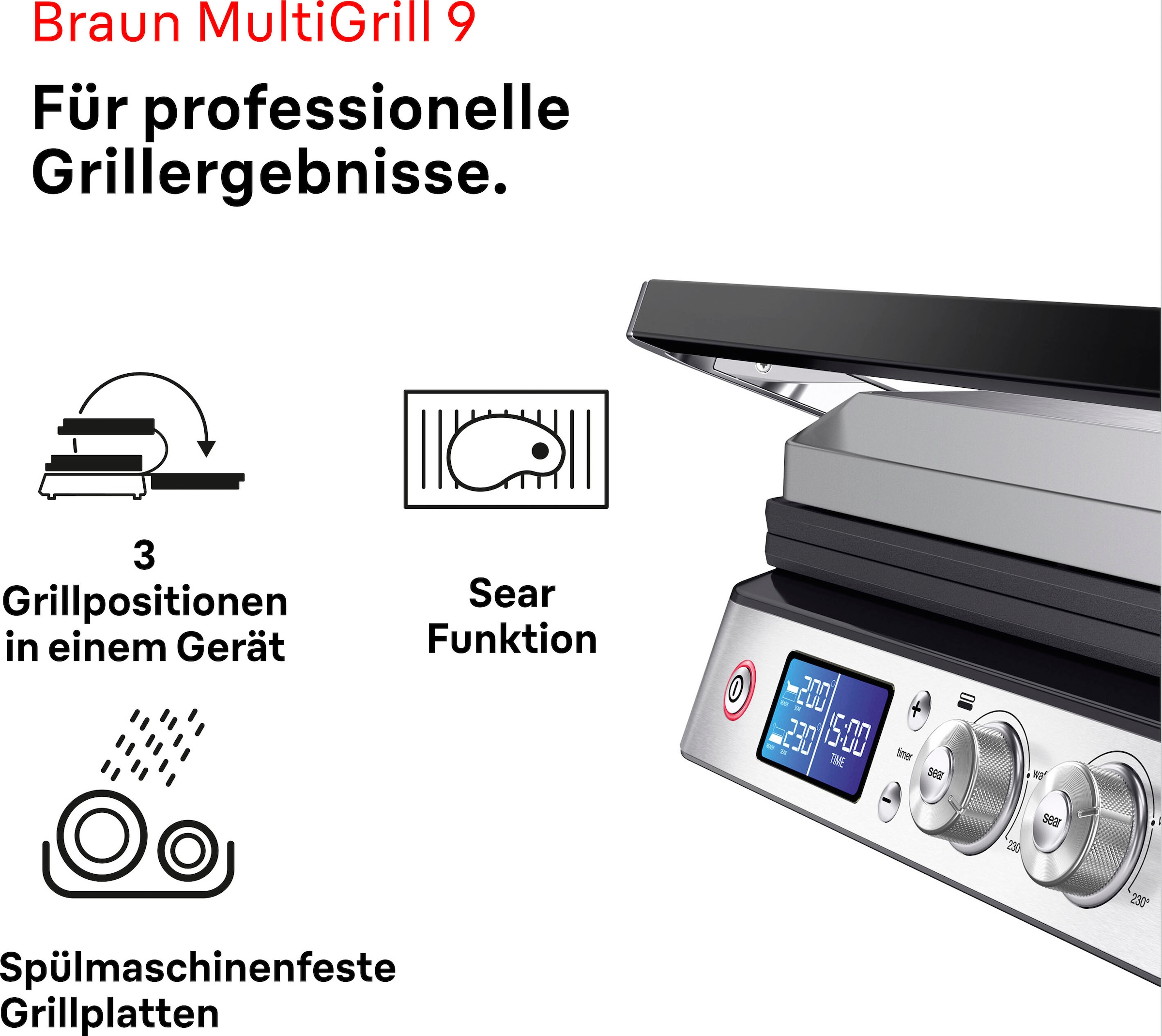 Braun Kontaktgrill »Multigrill 9 CG 9043 silber«, 2000 W