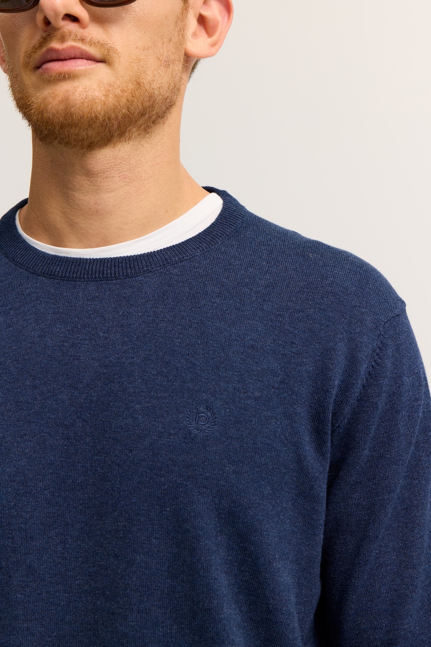 bugatti Rundhalspullover »Regular Fit« Basic Essential aus reiner Baumwolle