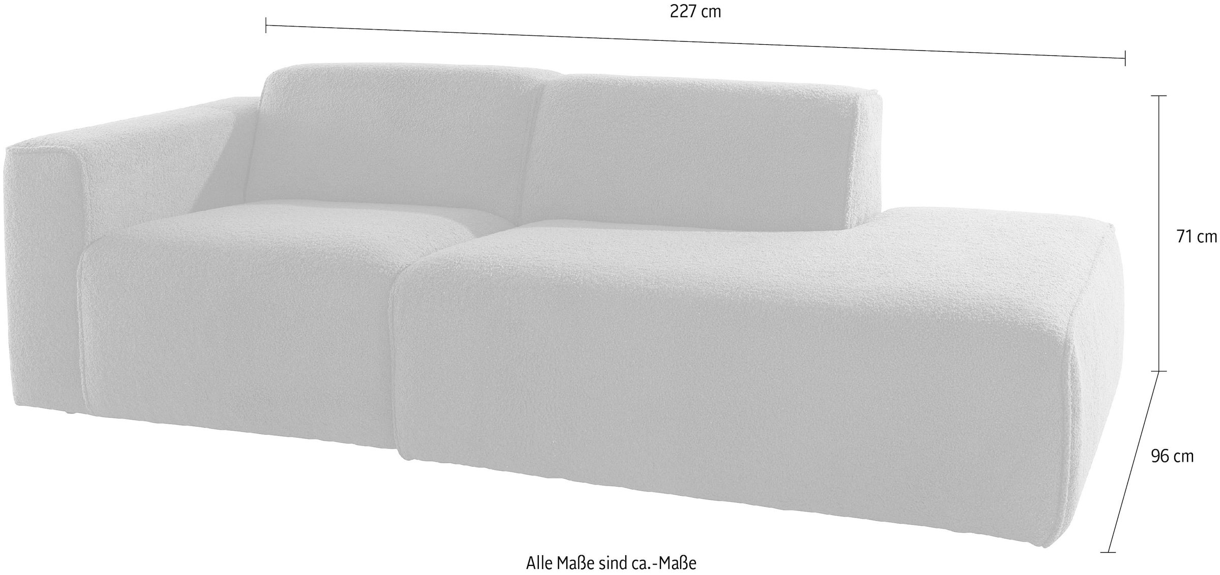 andas 2-Sitzer »Noord mit Kedernaht, Breite 227 cm«, Cord, Struktur, Webstoff, mit Wellenunterfederung, Massivholzrahmen