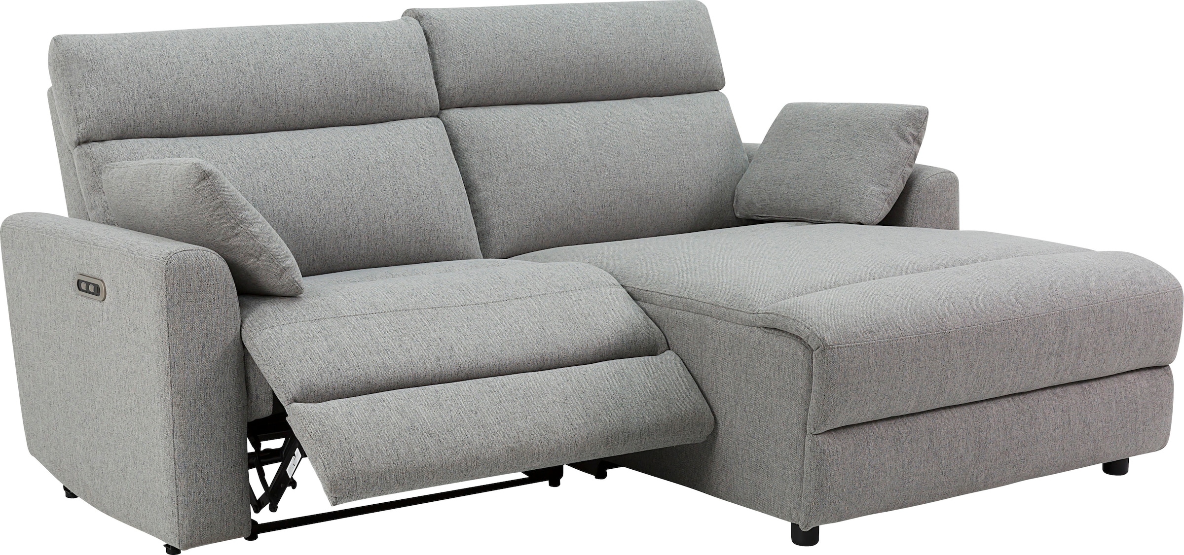 INOSIGN Ecksofa »JENNA, L-Form, 209cm, manuelle u. elektrische Funktion, mit USB A/C,«, Liegefunktion 105°-150°, Federkern, Struktur fein
