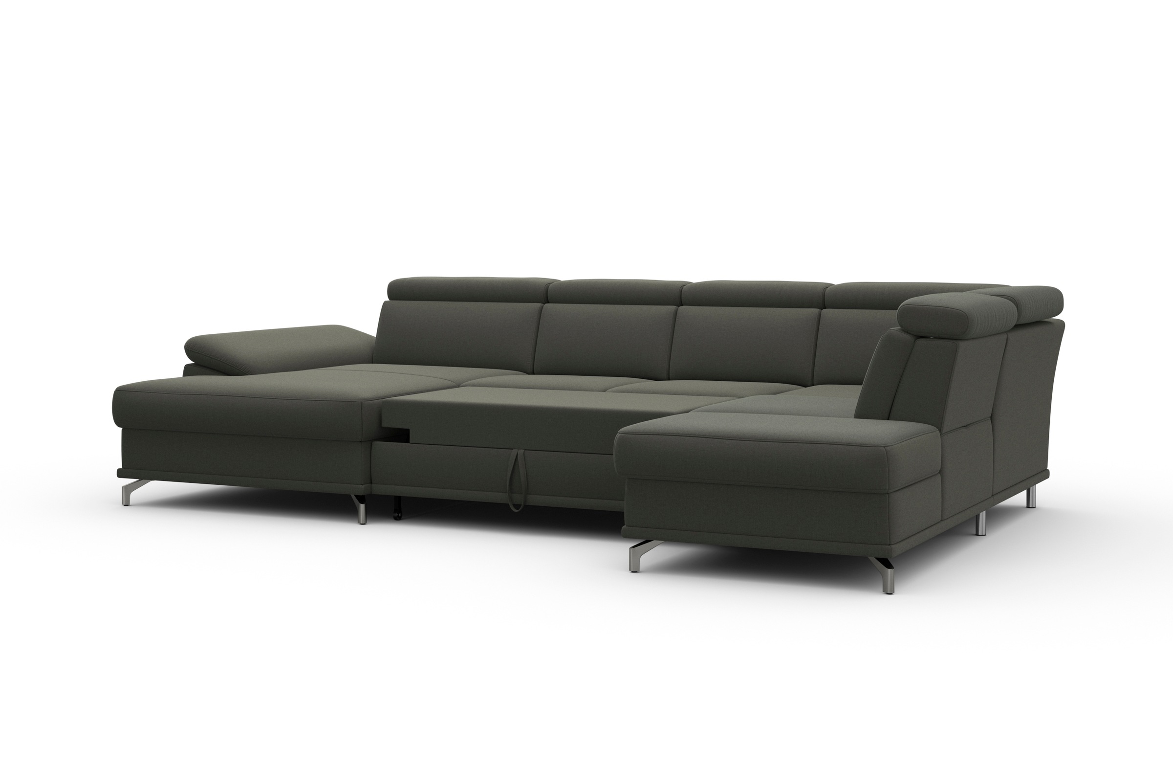 sit&more Wohnlandschaft »Cabrio U-Form, mit Sitztiefenverstellung, Arm- und Kopfteilverstellung«, 3 Nierenkissen, Federkern, optional Bettfunktion und Stauraum