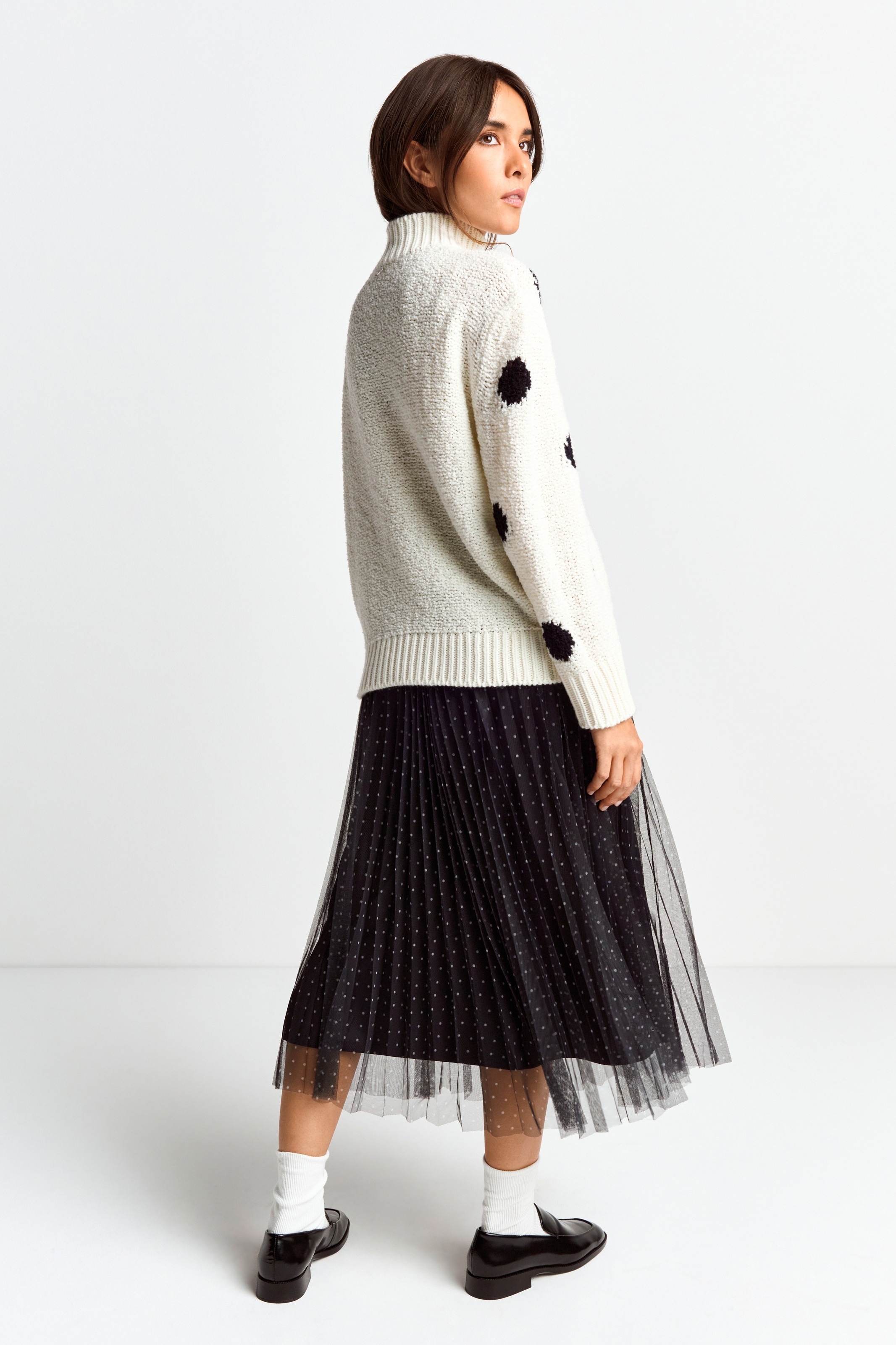 RICHROYAL Strickpullover »Dotted mock neck«, mit großen Tupfen