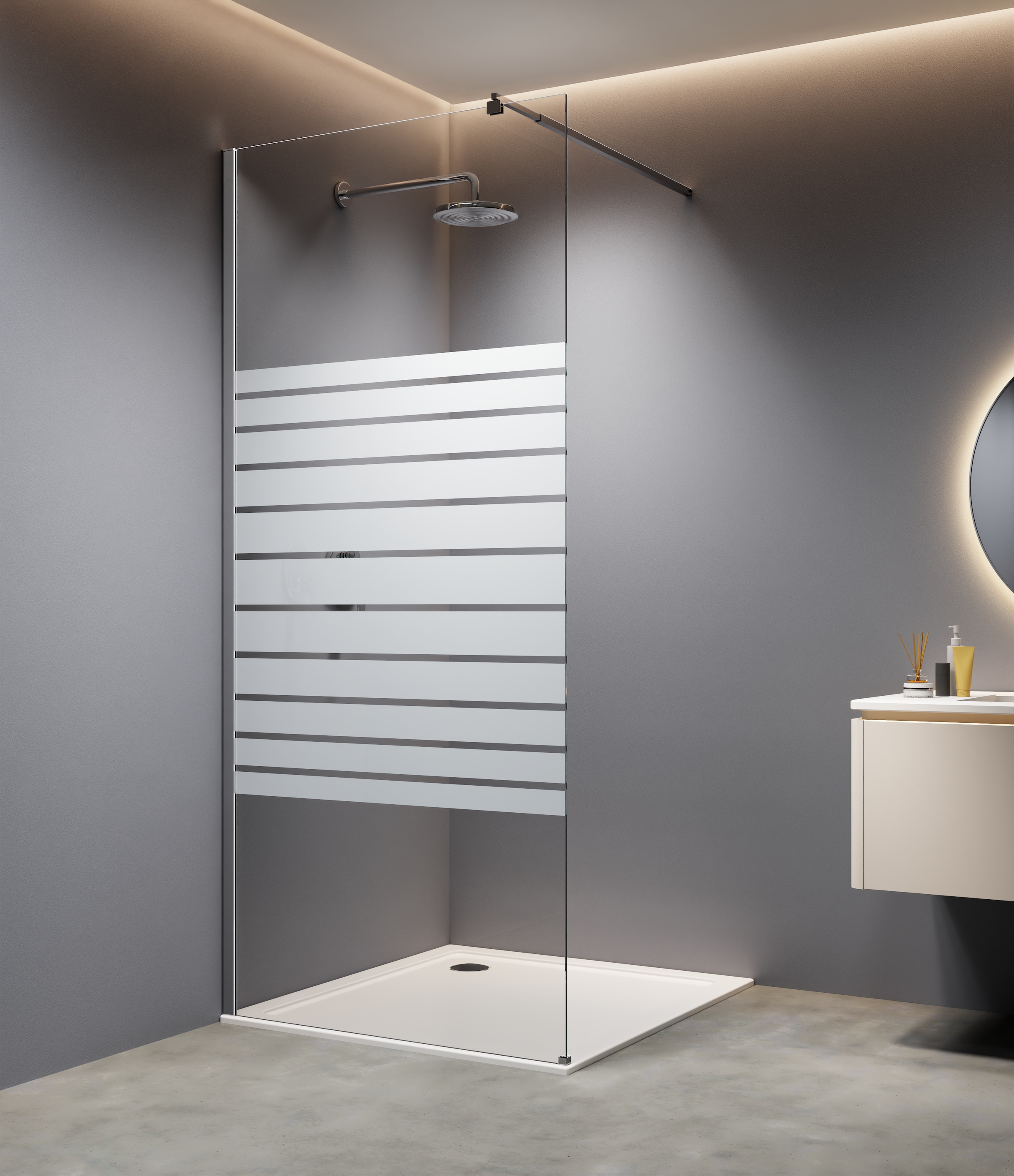 welltime Walk-in-Dusche »Nassau Single« 8mm Starke Scheibe mit Streifendekor