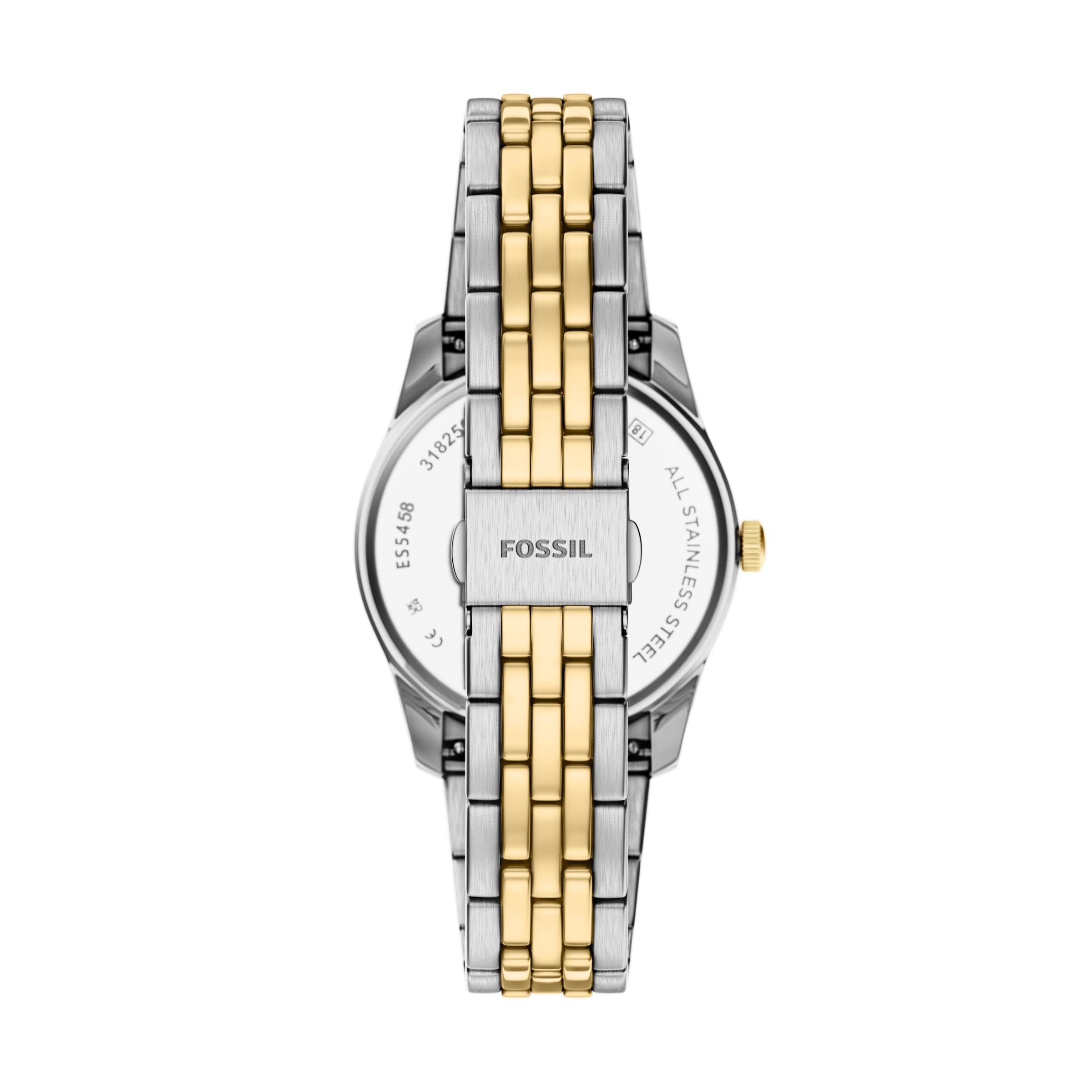Fossil Quarzuhr »Scarlette« Armbanduhr, Damenuhr, Edelstahlarmband, analog, Tag, Wochentag