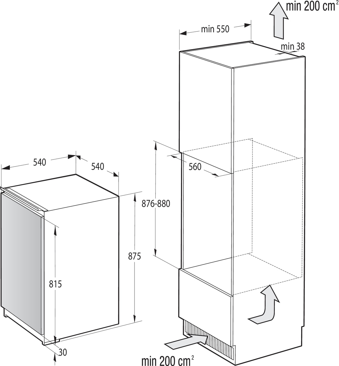 GORENJE Einbaukühlschrank »RI 409 EP1«, RI409EP1, 88 cm hoch, 54 cm breit, 129 Liter Volumen