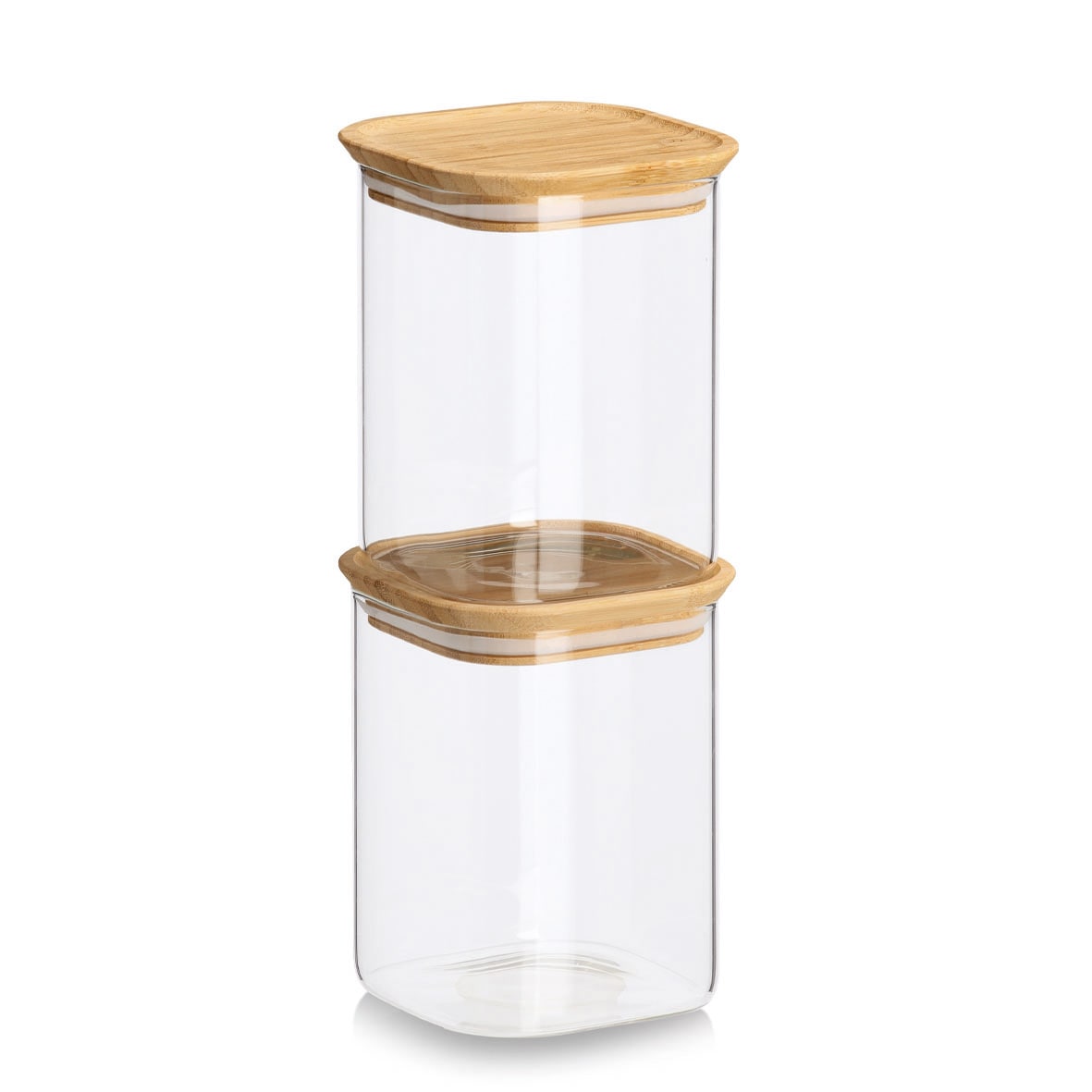 Zeller Present Vorratsglas »Vorratsglas-Set mit Bambusdeckel, 6tlg.« 3x 11x11x9,5 (600 ml), 2x 11x11x14 (950 ml), 1x 11x11x28 (2.150 ml) cm