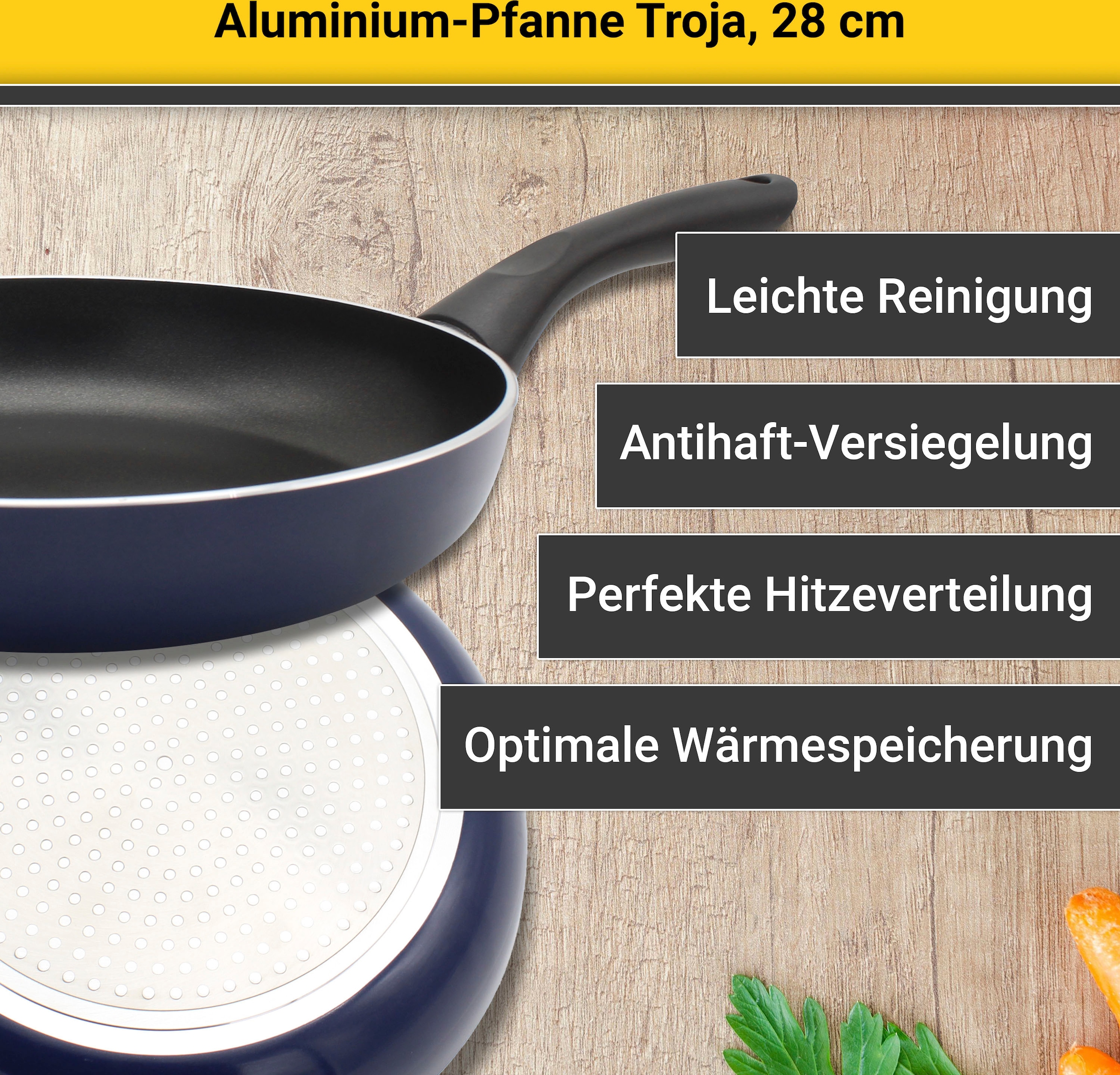 Krüger Bratpfanne »Aluminium Pfanne Troja«, Aluminium, (1 tlg.), für Induktions-Kochfelder geeignet