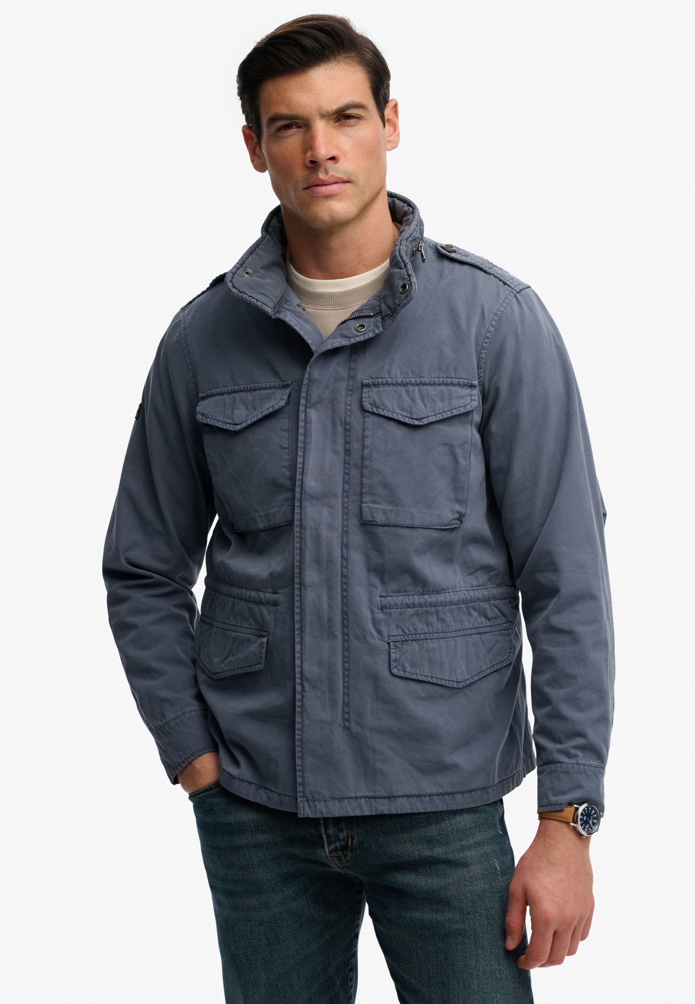 Superdry Parka »COTTON M65 JACKET« ohne Kapuze mit Markenlabel, aus Baumwolle, Regular Fit, in normaler Länge