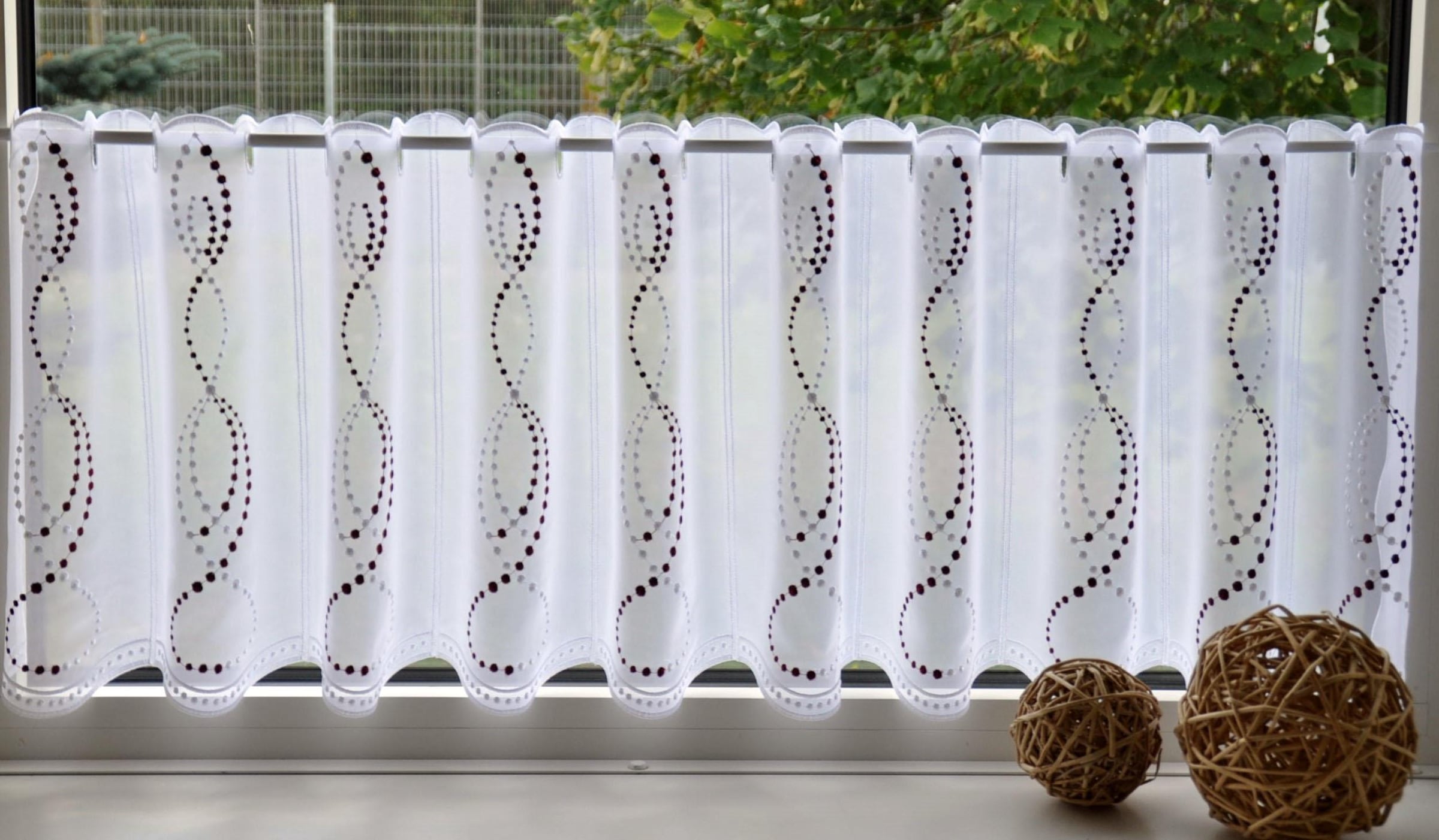 Stickereien Plauen Scheibengardine »Perlen« Stangendurchzug 1 Stk. tlg.
