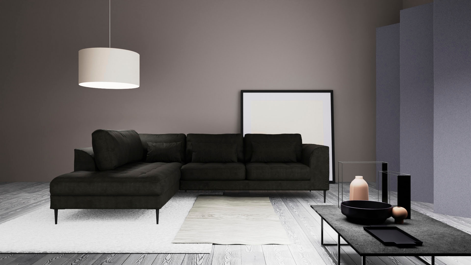 TRENDMANUFAKTUR Ecksofa »Luzi, wahlweise mit Schlaffunktion und Bettkasten, gemütlich, L-Form«, Designsofa mit Ottomane, Metallfüße schwarz, Breite 264 cm