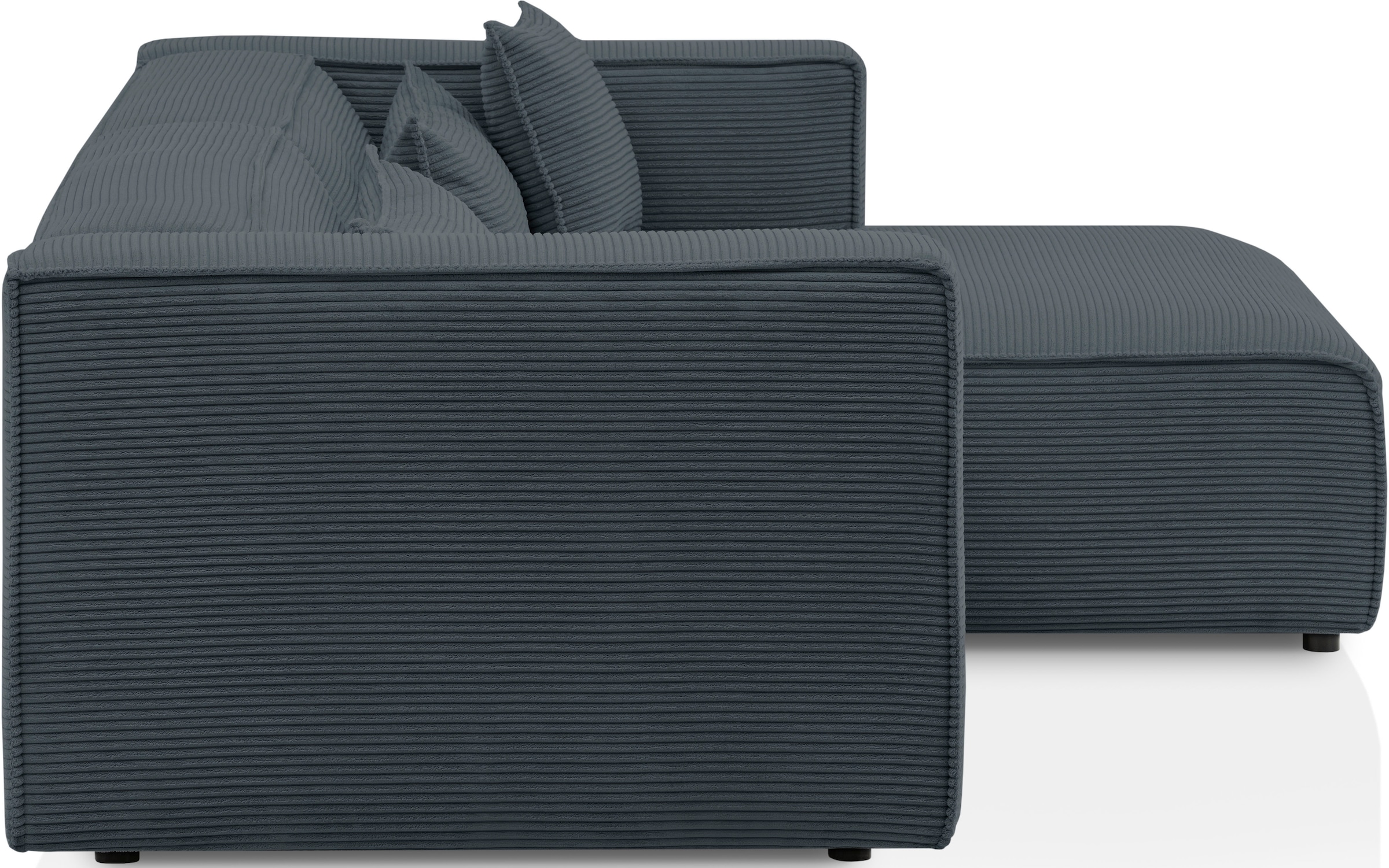 LeGer Home by Lena Gercke Ecksofa »PIARA mit Kedernaht in Cord oder Leinenoptik, moderne Couch in L-Form«, wahlweise Ottomane rechts/links, schwarze Füße, bequemer Sitzkomfort