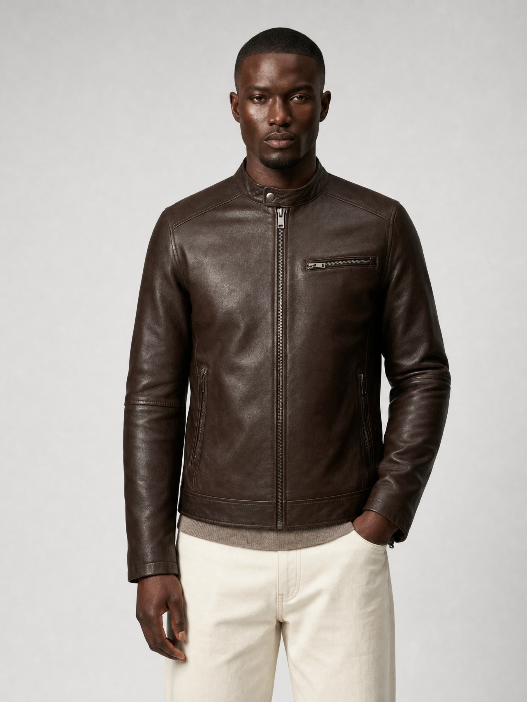 RICANO Lederjacke »Lederjacke Andre« ohne Kapuze Handgefertigt aus echtem Leder