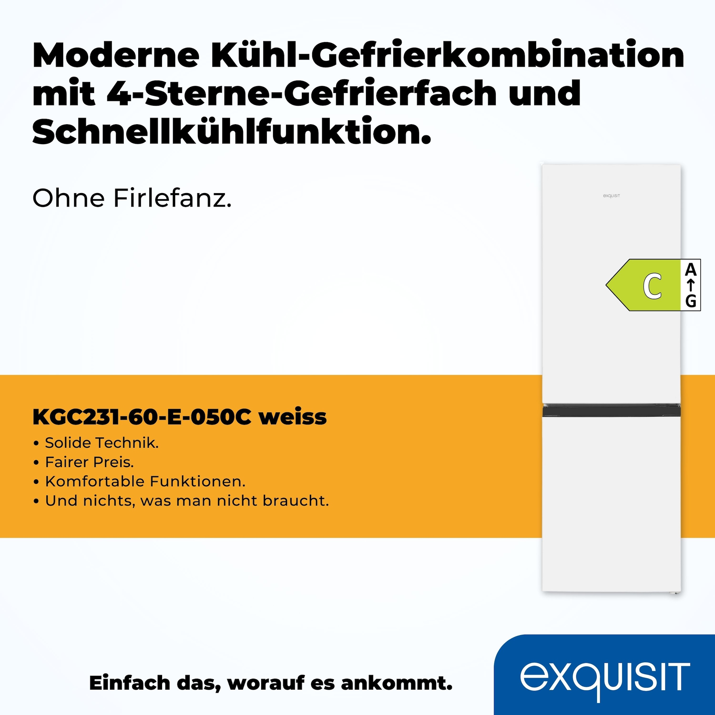 exquisit Kühl-/Gefrierkombination »KGC231-60-E-050C«