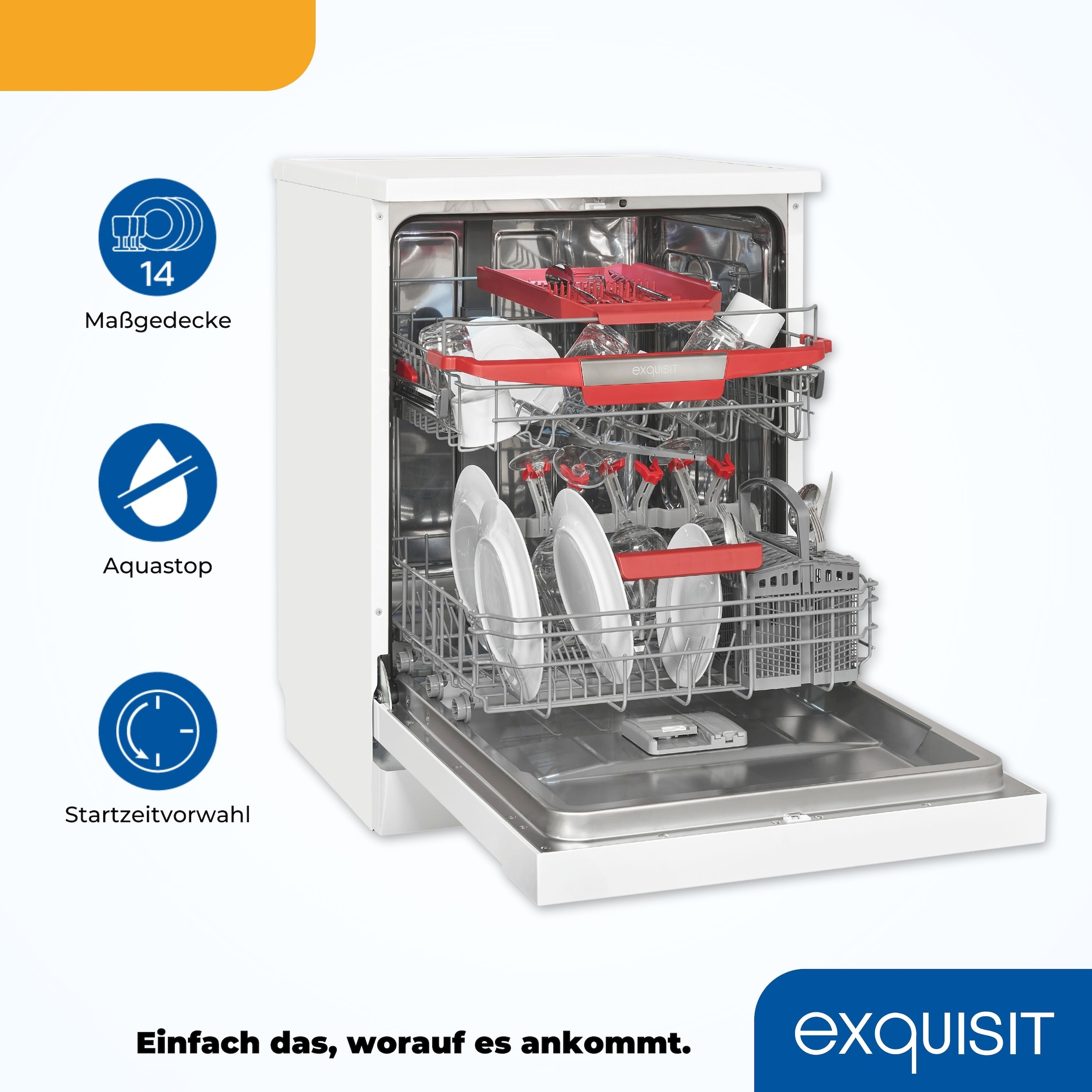 exquisit Standgeschirrspüler »GSP9614-030B«, 14 Maßgedecke
