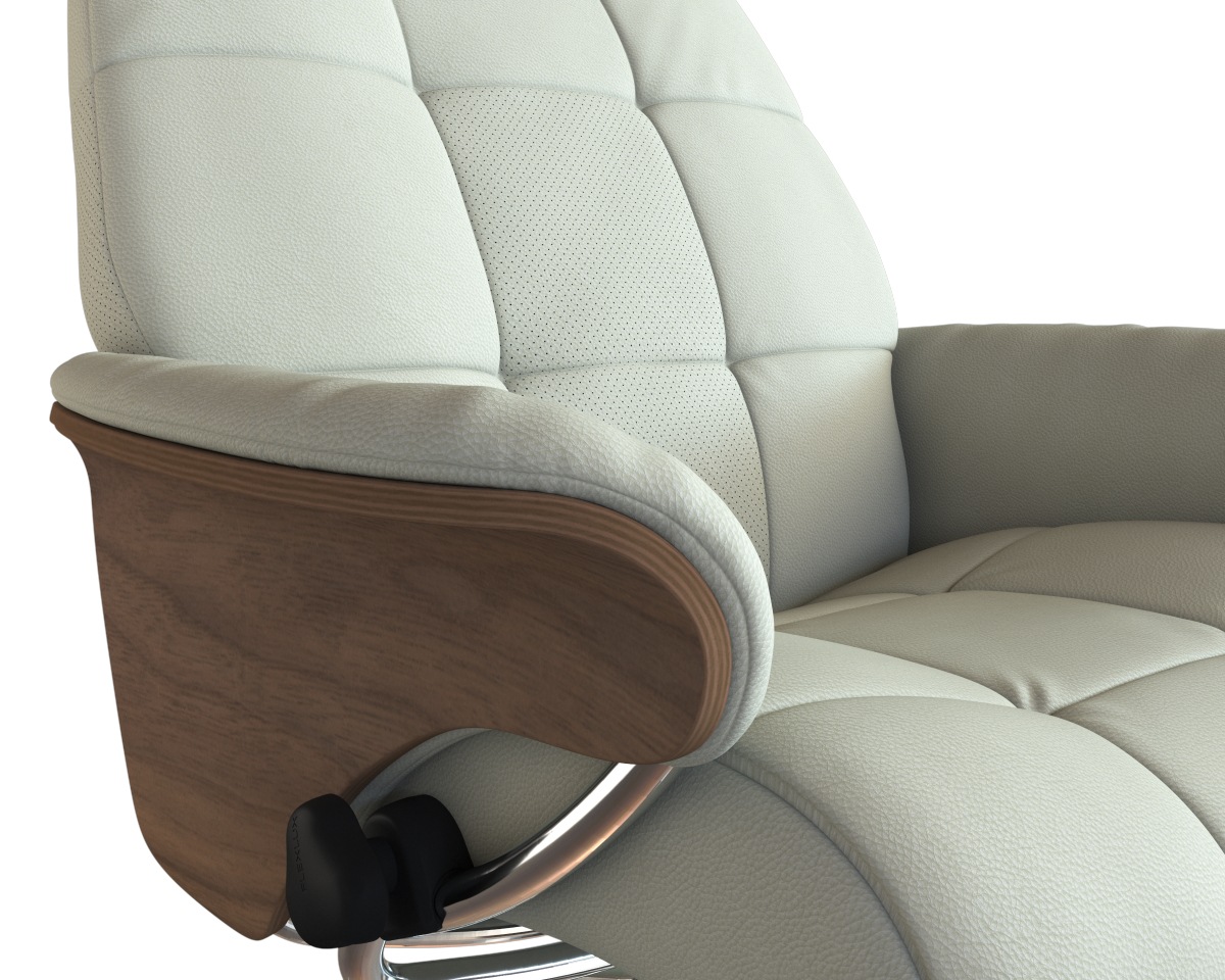 FLEXLUX Relaxsessel »Skagen Funktionsessel, Polstersessel, Armlehne, TV-Fernsehsessel«, Rücken- und Kopfteilverstellung, Fuß Alu, Armlehne Eiche, Drehbar
