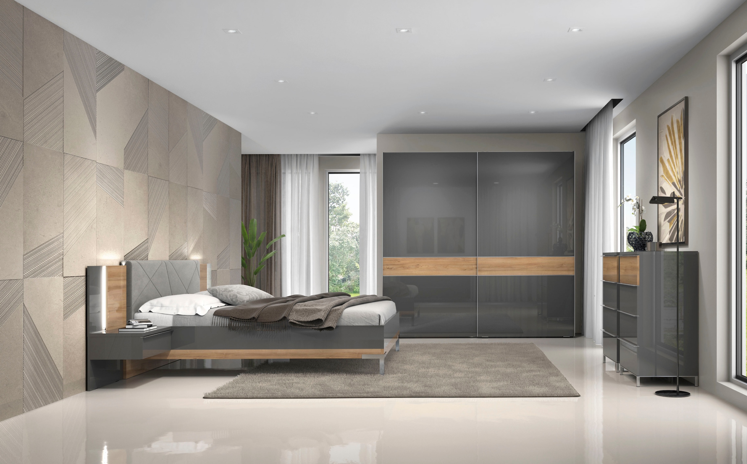 Places of Style Schwebetürenschrank »Onyx«, UV lackiert für langlebige Oberflächen, Soft-Close-Funktion