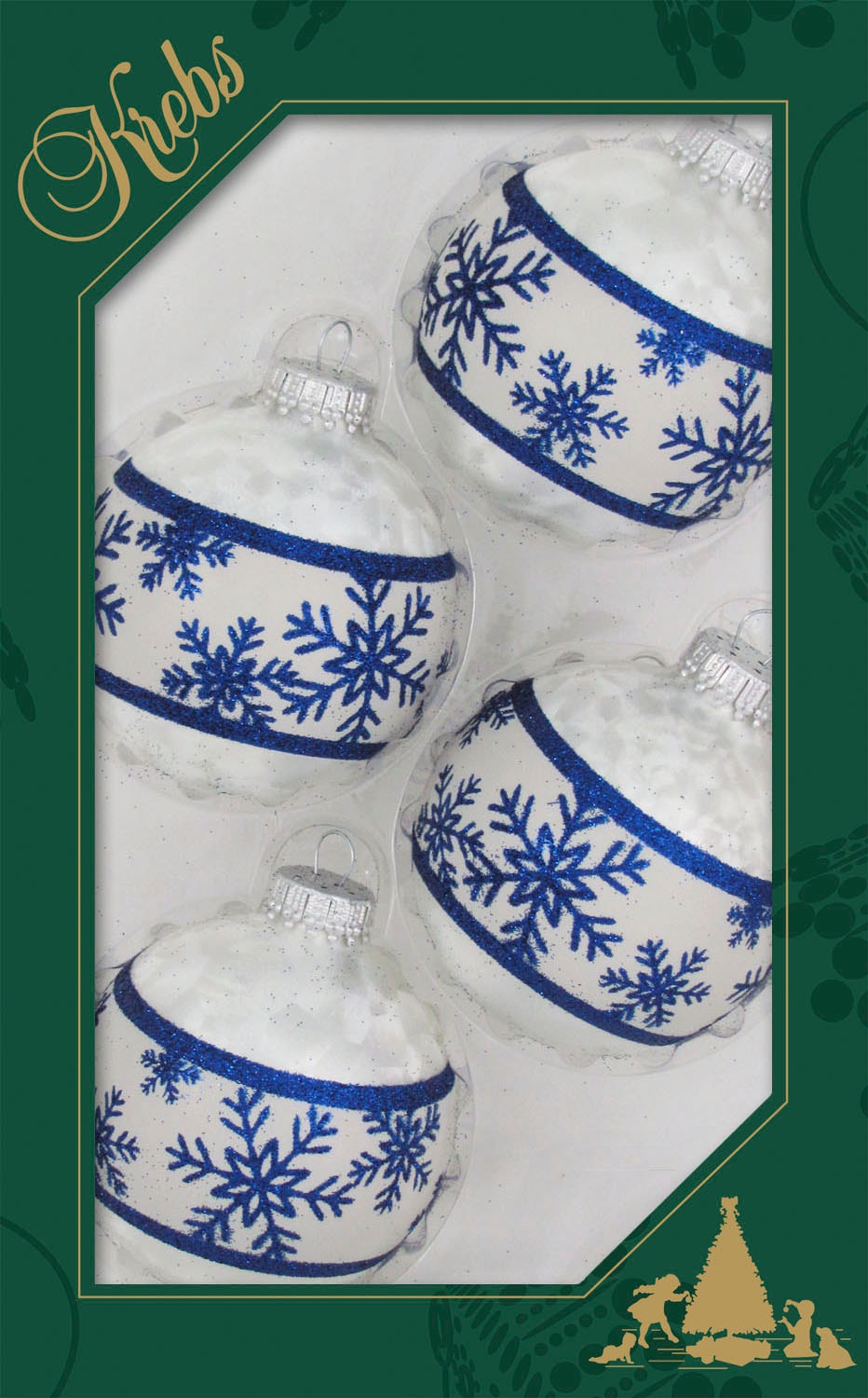 Krebs Glas Lauscha Weihnachtsbaumkugel »Schneeflockenband«, (Set, 4 St.), Weihnachtsdeko, Christbaumschmuck, Christbaumkugeln aus Glas