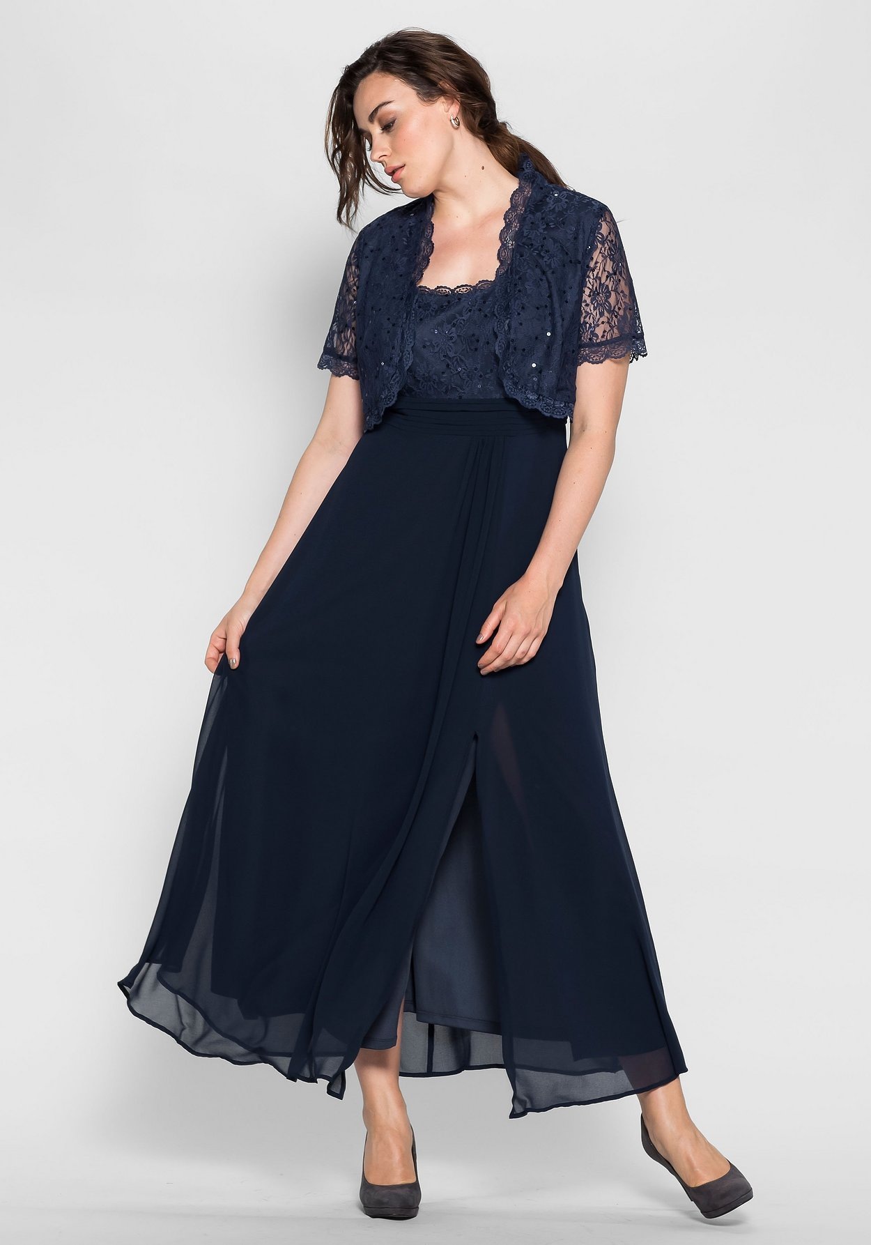 Sheego Bolero »Spitzenbolero Mit farblich passenden Pailletten besetzt«, Mit farblich passenden Pailletten besetzt