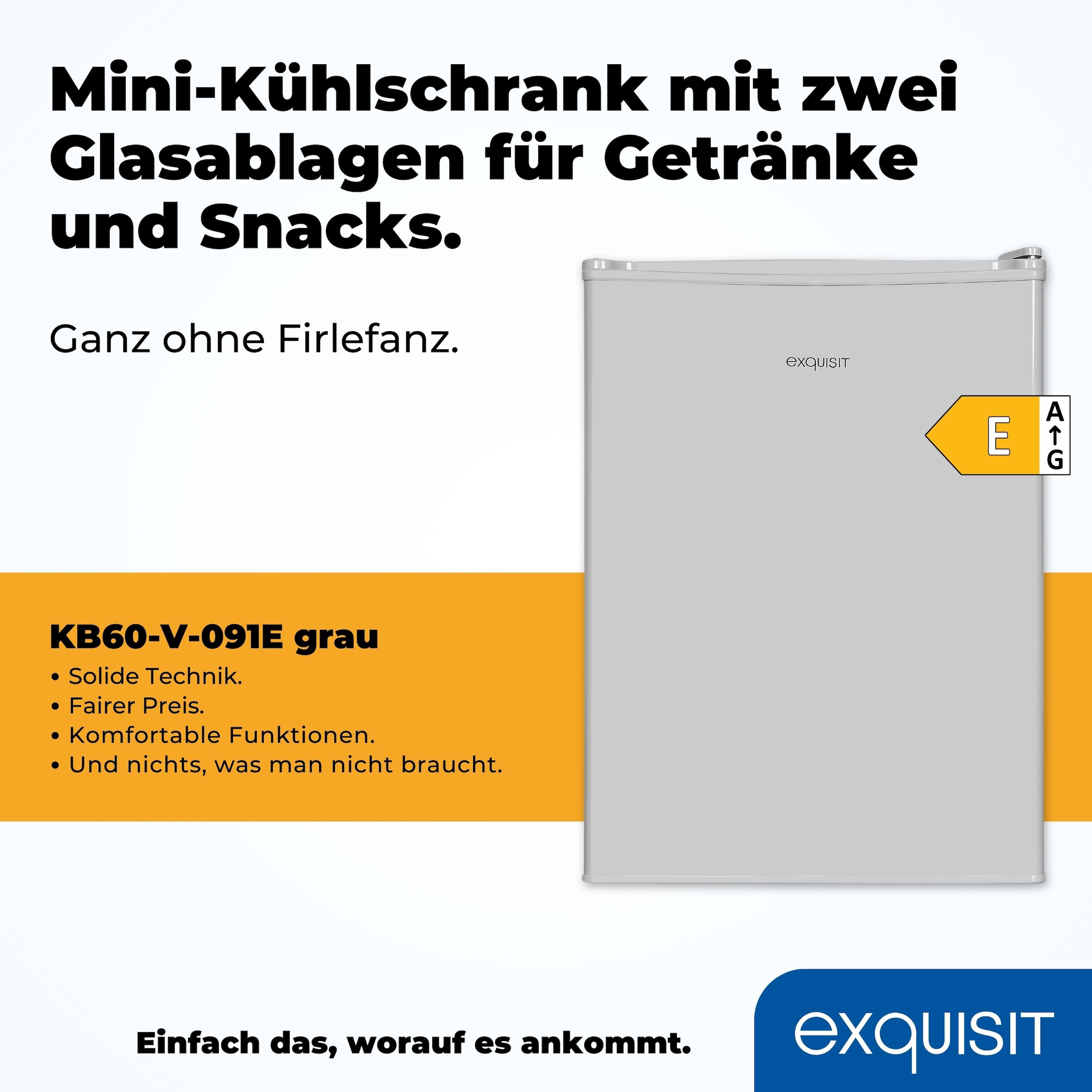 exquisit Kühlschrank »KB60-V-090E grau«, 52 L Volumen
