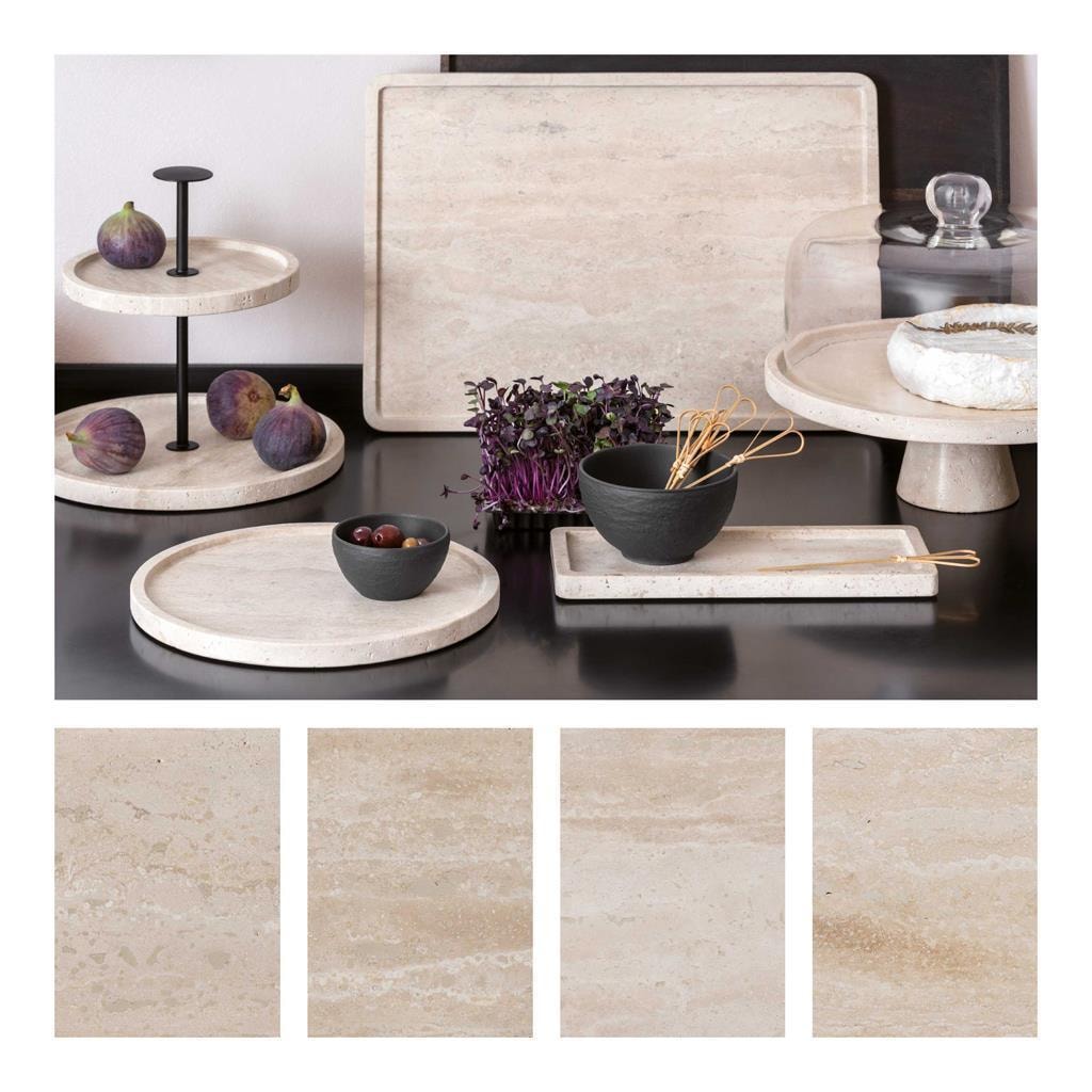 Villeroy & Boch Servierplatte »Servierplatte Manufacture Travertine 40,5 x 28,2 cm beige« Handarbeit