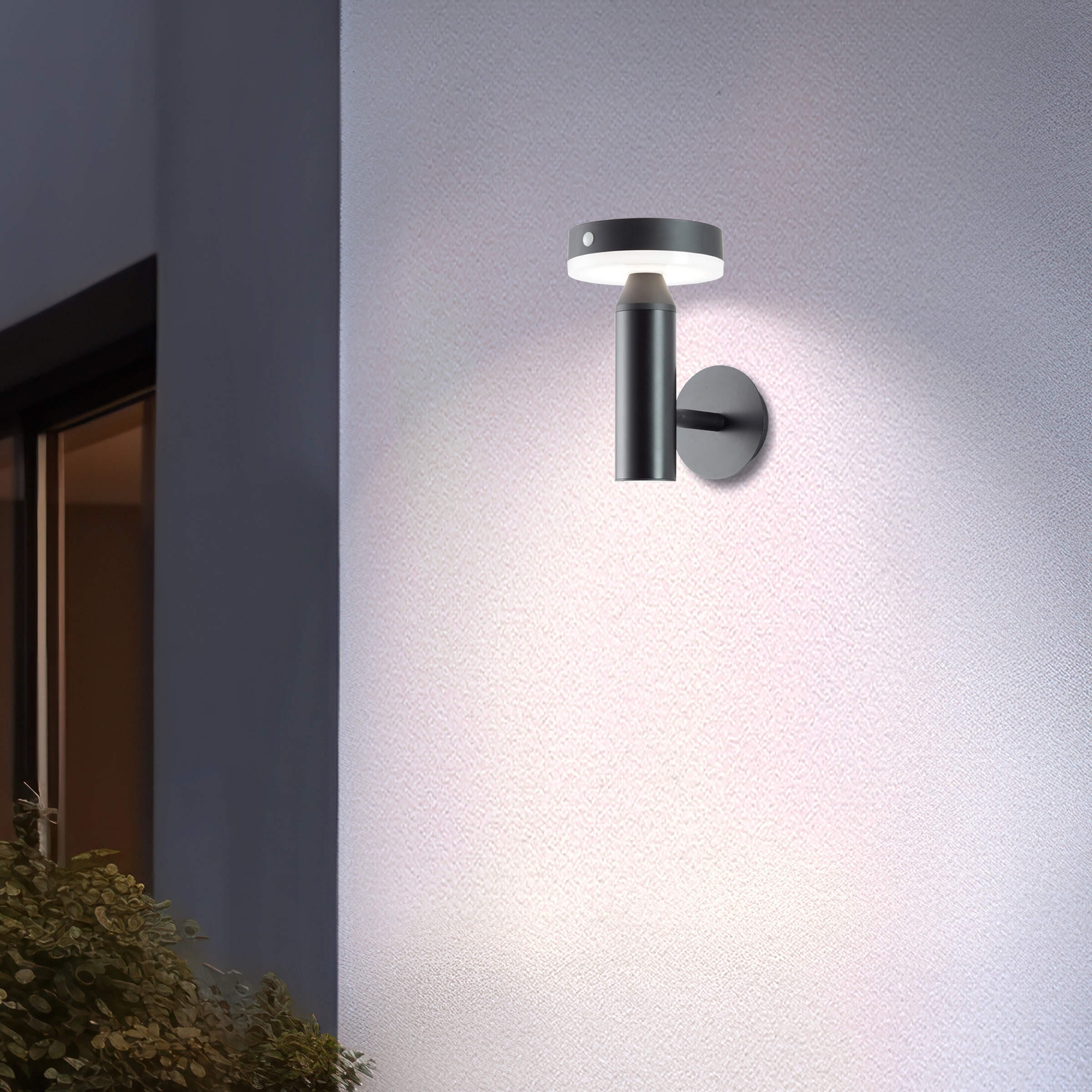 Brilliant LED Außen-Wandleuchte »Magua« 1 Stk. Neutralweiß LED Außenwandlampe mit Solar, 20 cm, 350 lm, 4000 K, Metall, schwarz