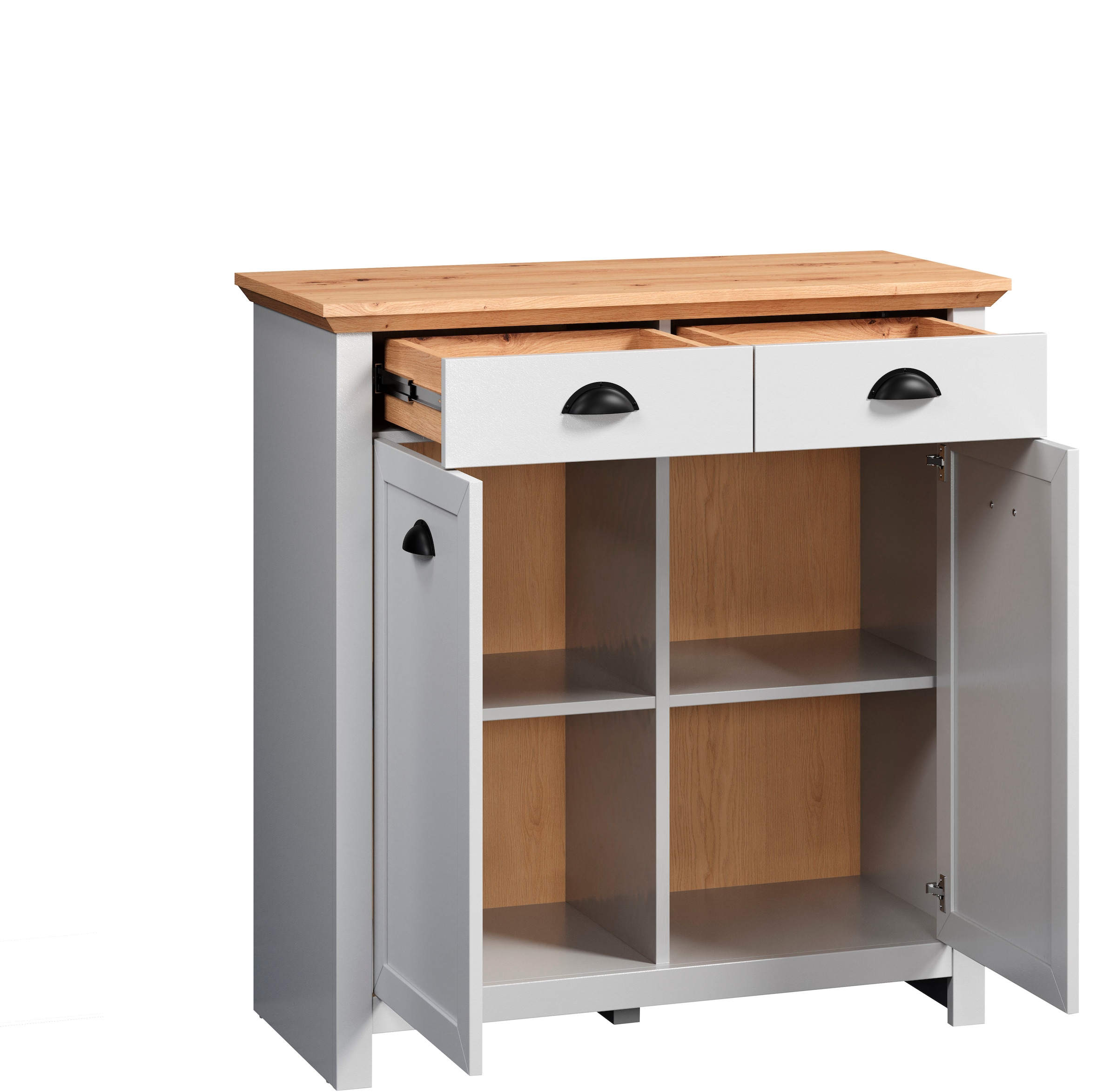Home affaire Kommode »Herzwill«, im Landhausstil mit Muschelgriffen, B/H/T ca.: 91/95/41 cm