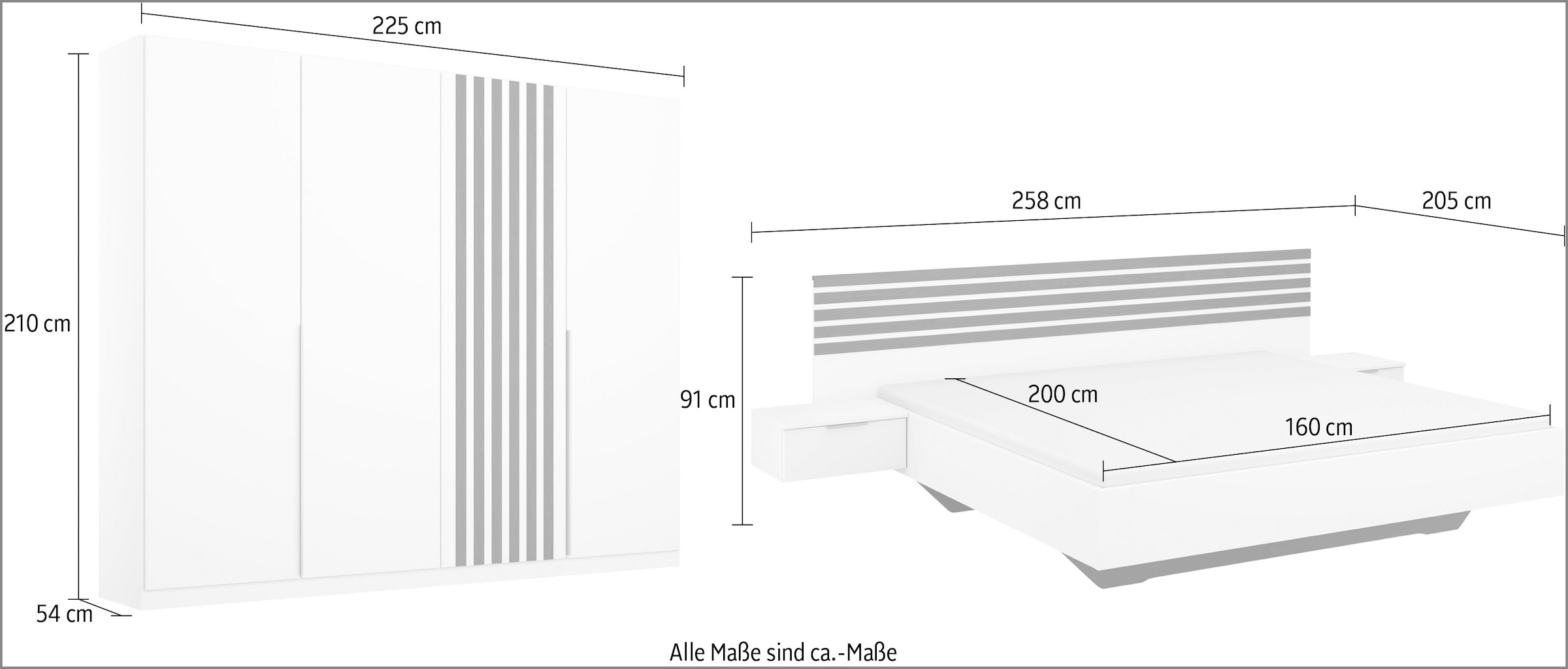 rauch Schlafzimmer-Set »Lamella«, (Set), mit eleganter Lamellenabsetzung