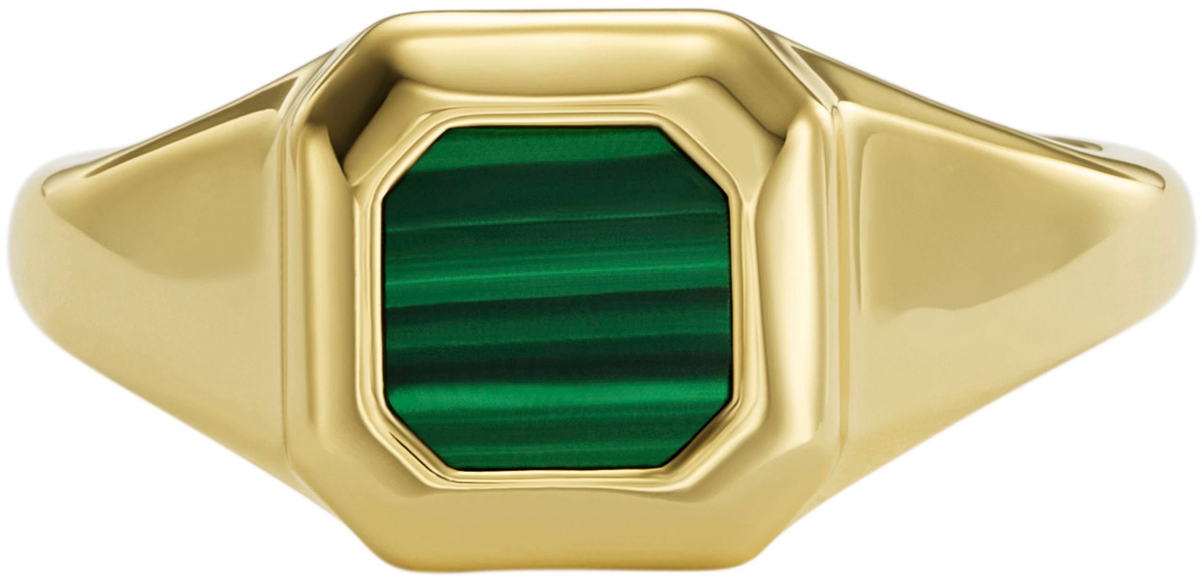 Fossil Fingerring »Schmuck Geschenk Edelstahl Signet Ring All Stacked Up, JA7232710«, mit Malachit