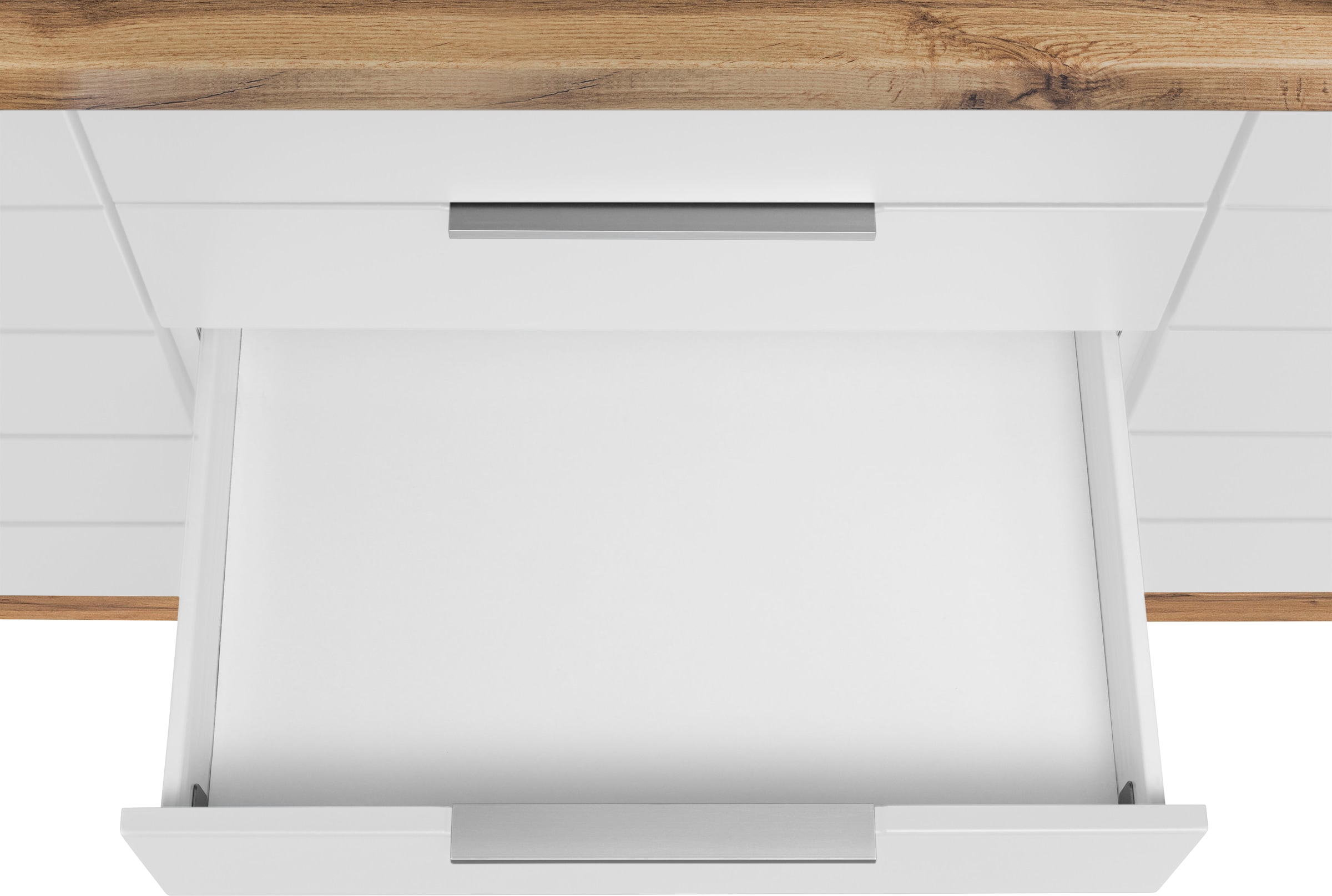 KOCHSTATION Küchenzeile »KS-Luhe« 330 cm breit, wahlweise mit oder ohne E-Geräten, gefräste MDF-Fronten