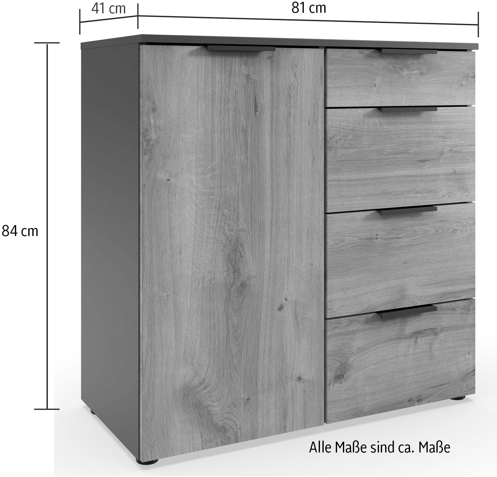 Wimex Kombikommode »Level by fresh to go«, 1-türig mit 4 Schubladen, soft-close Funktion, 81cm breit, 84cm hoch