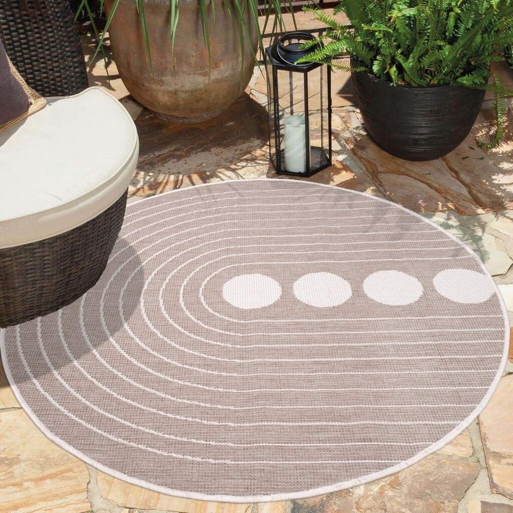 Carpet City Outdoorteppich »DUO RUG 5739«, rund, 5 mm Höhe, Wendeteppich Wetterfest In- & Outdoor, Balkon, Terrasse, Wohnzimmer