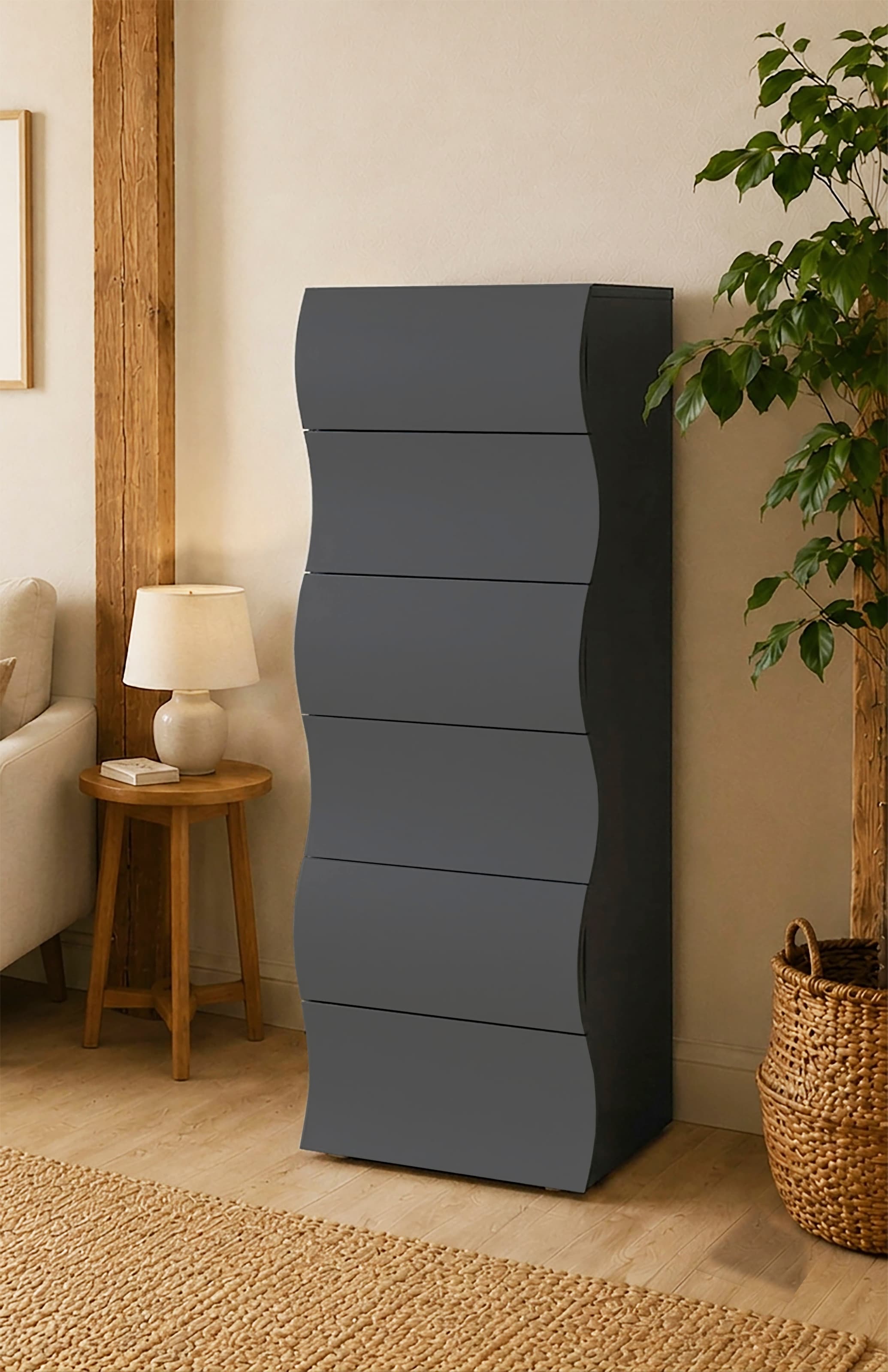 Home affaire Kommode »Onda« Onda, 50 cm breit, Anthrazit matt, 6 Schubladen, Made in Italy
